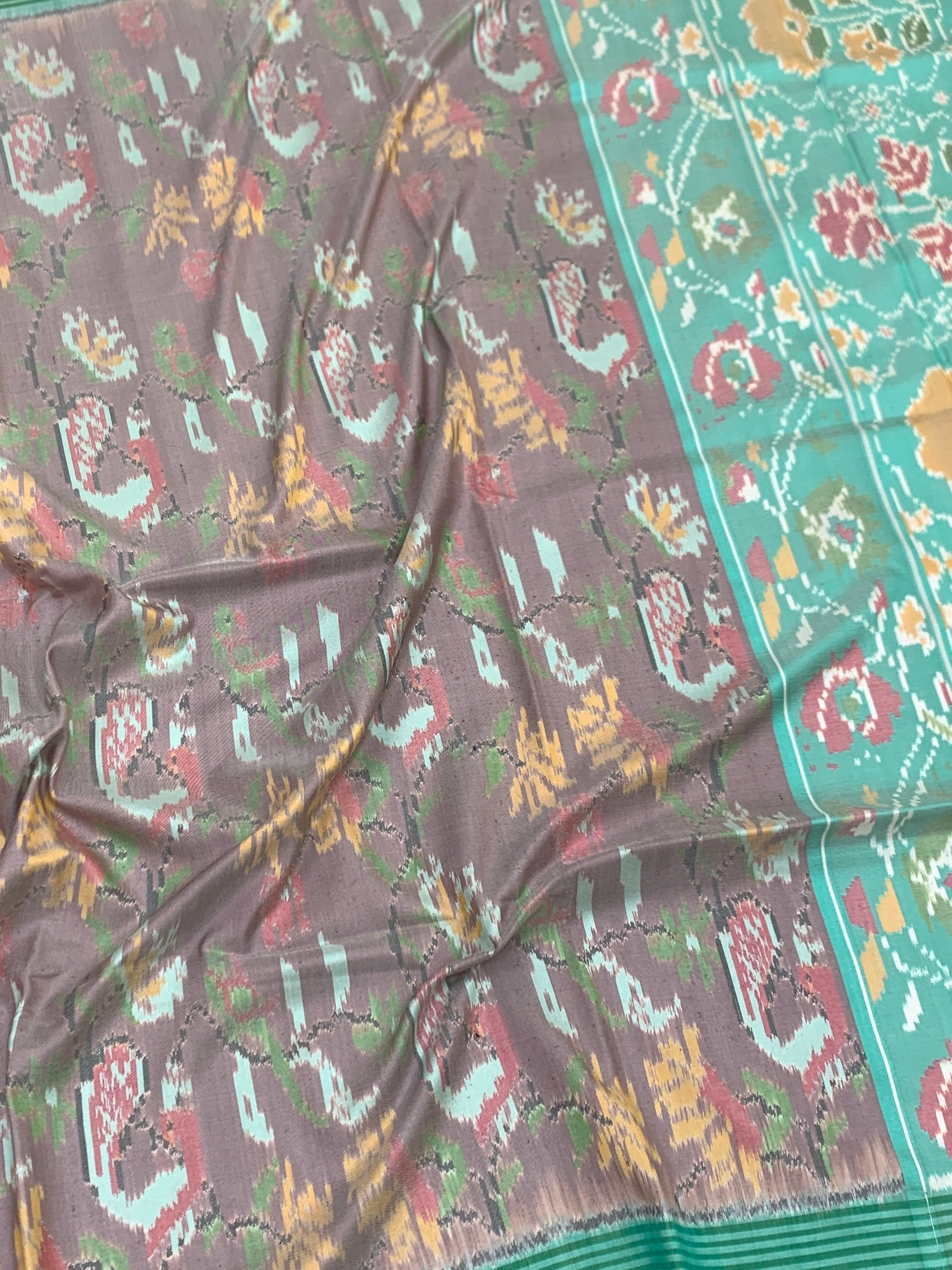 Dusty Mauve & Teal Patola Saree