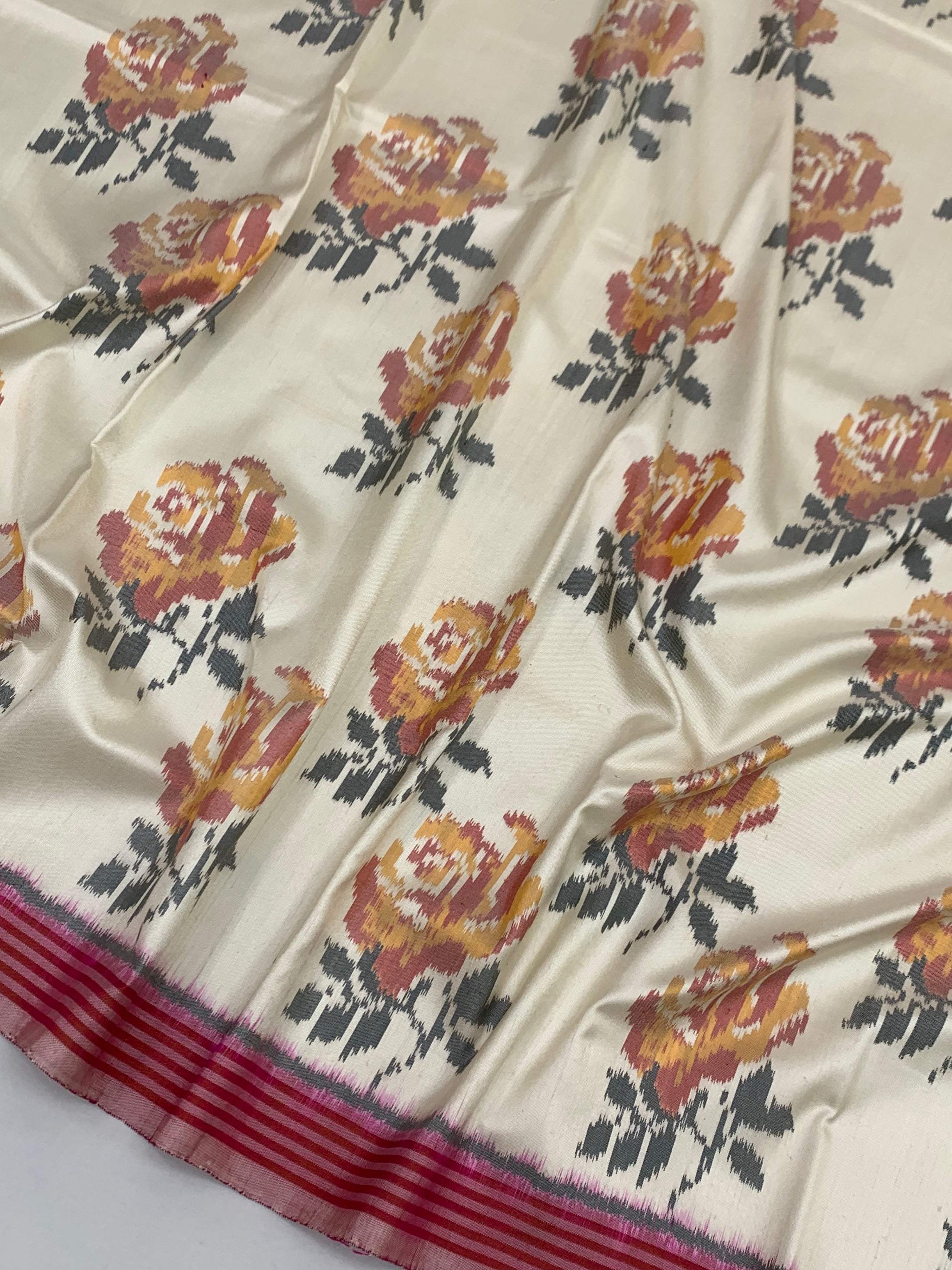 Ivory & Rose Pink Handloom Patola Saree