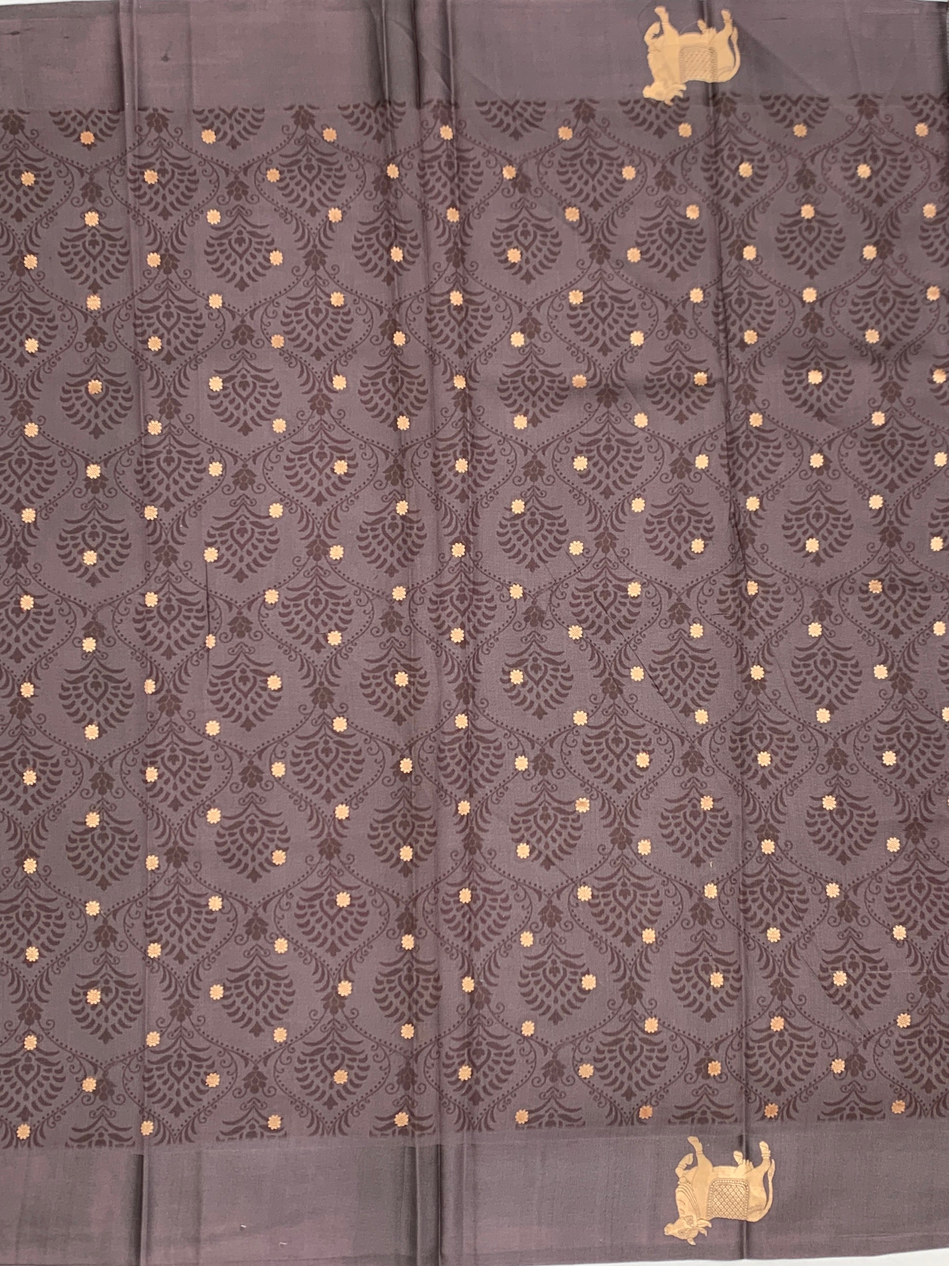 Printed Raw Mango Silk Saree with Cow Motifs