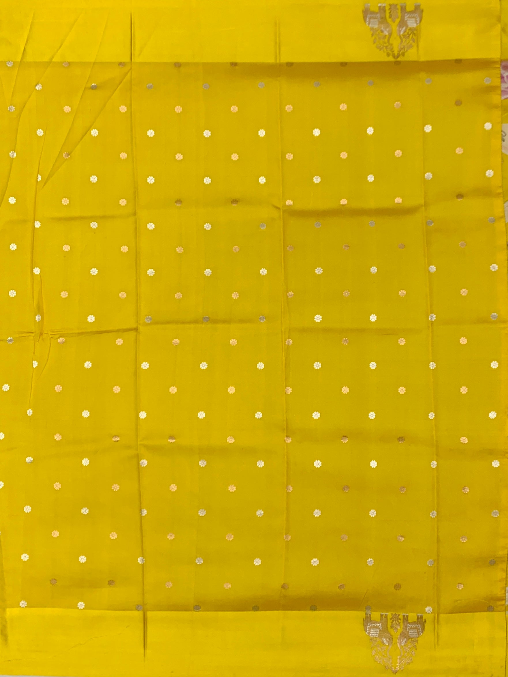 Radiant yellow Printed Raw Mango Silk Saree