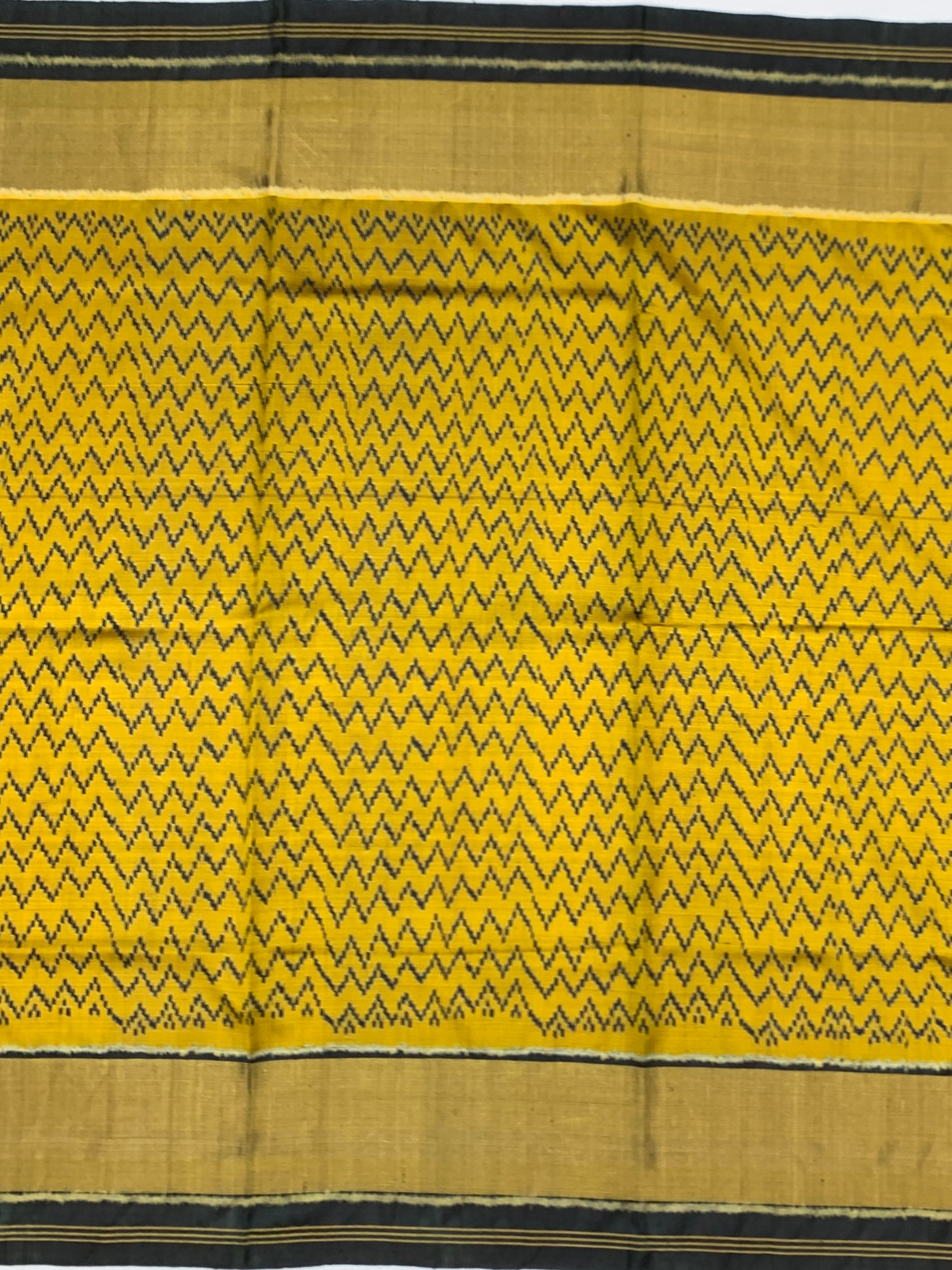 Golden Mustard & Charcoal Black Chevron Rajkot Patola Saree