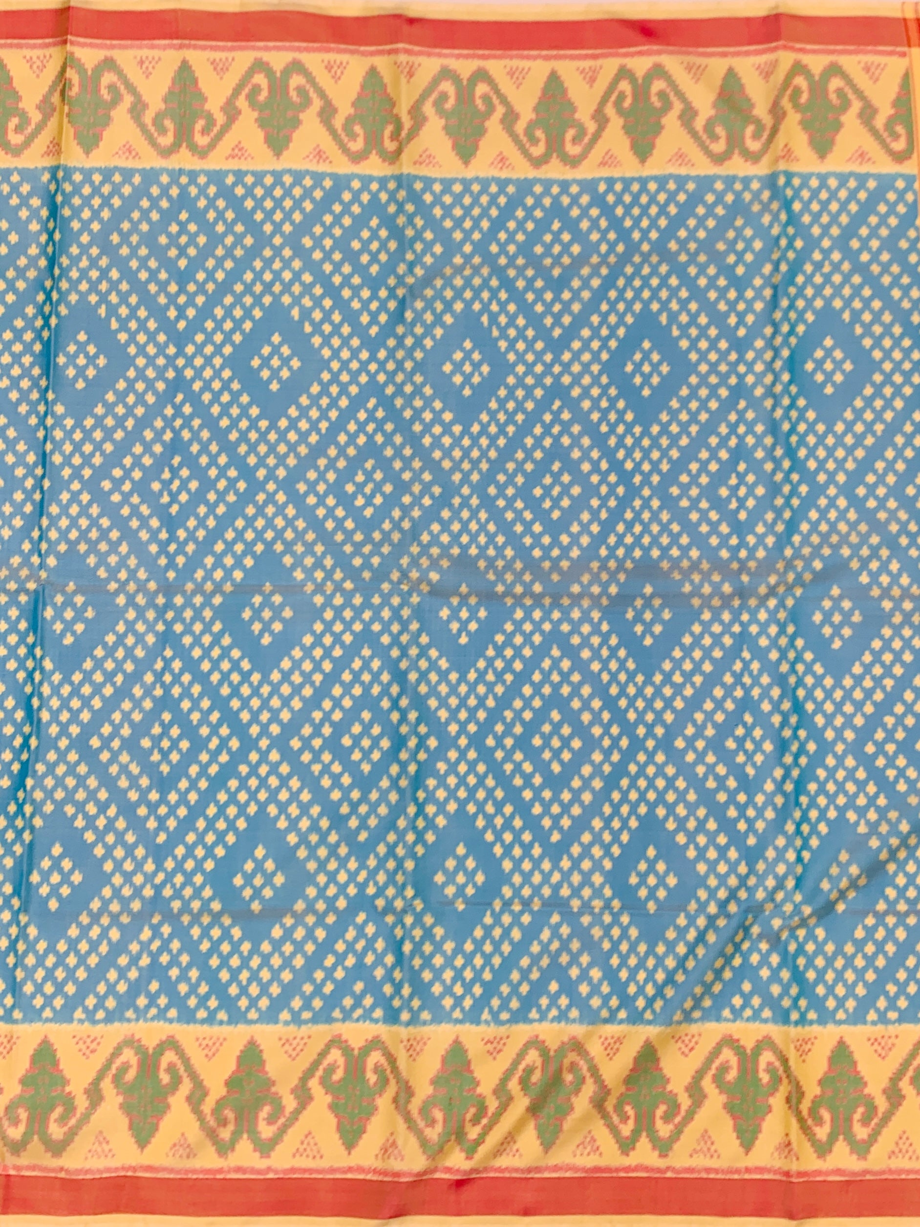 Sky Blue & Mustard Gold Rajkot Patola Silk Saree