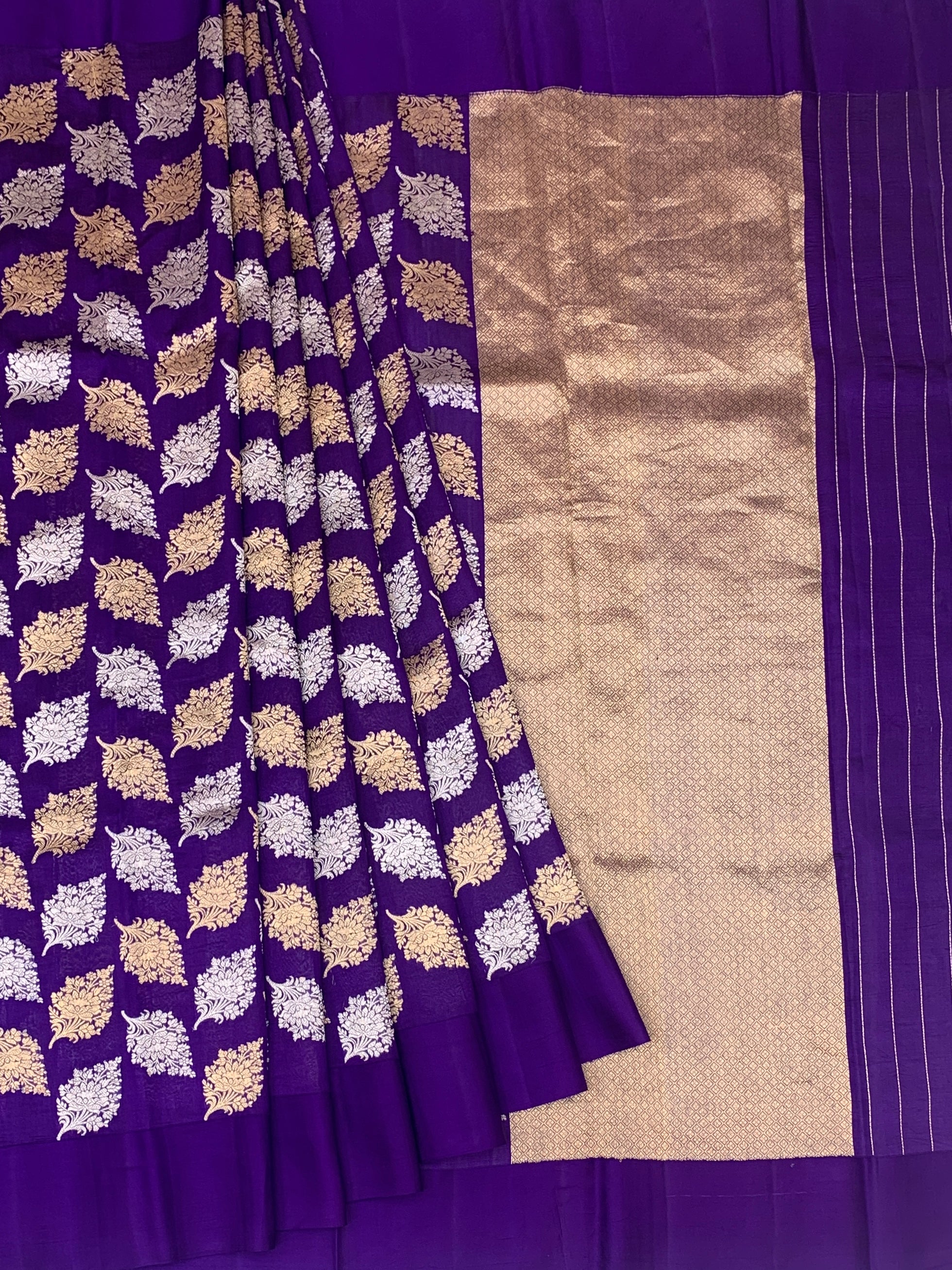 Raw Mango Chanderi Silk Saree – Royal Purple with Golden Zari