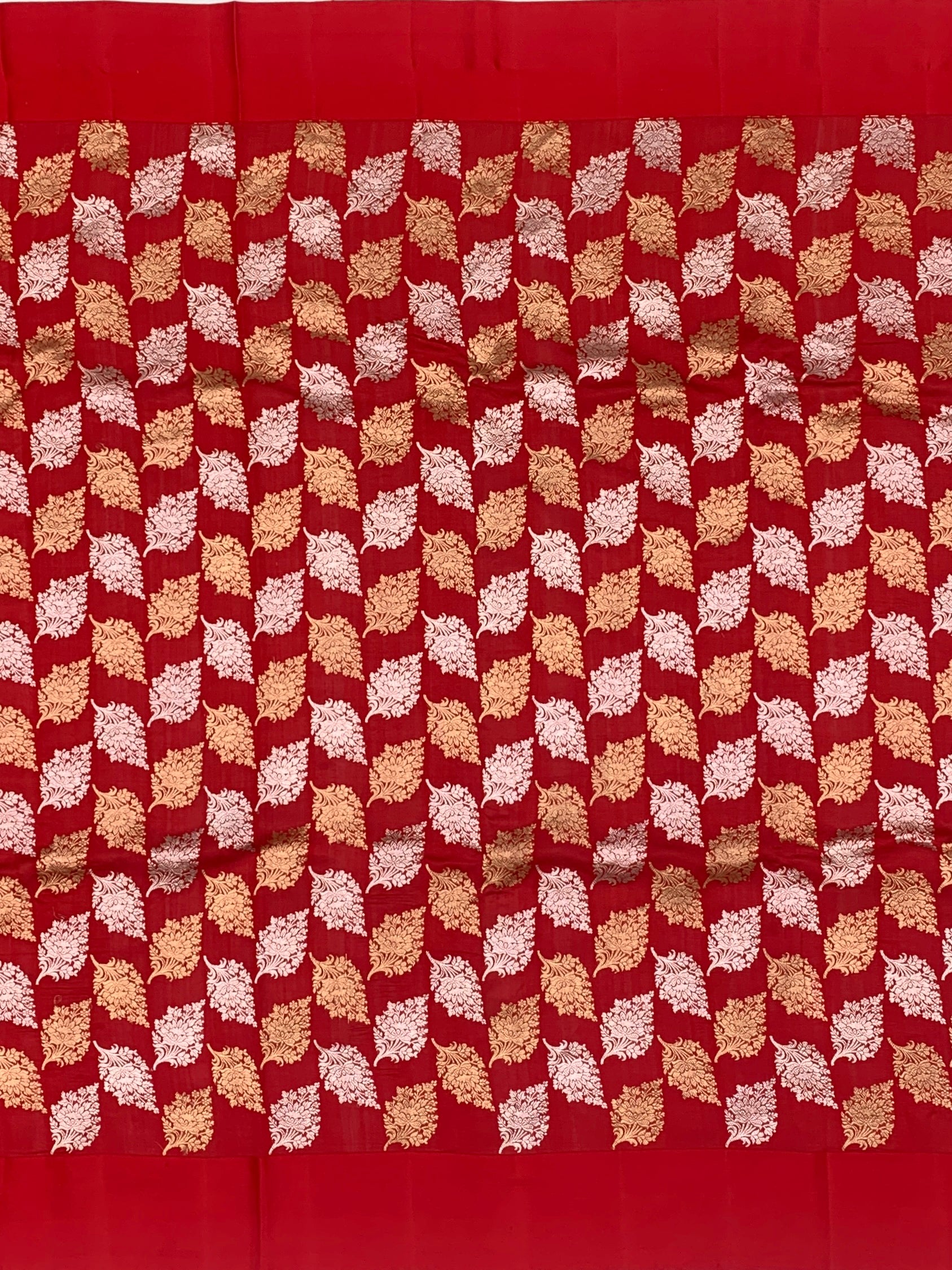Crimson Radiance:Raw Mango Chanderi Silk Saree with Zari Motifs
