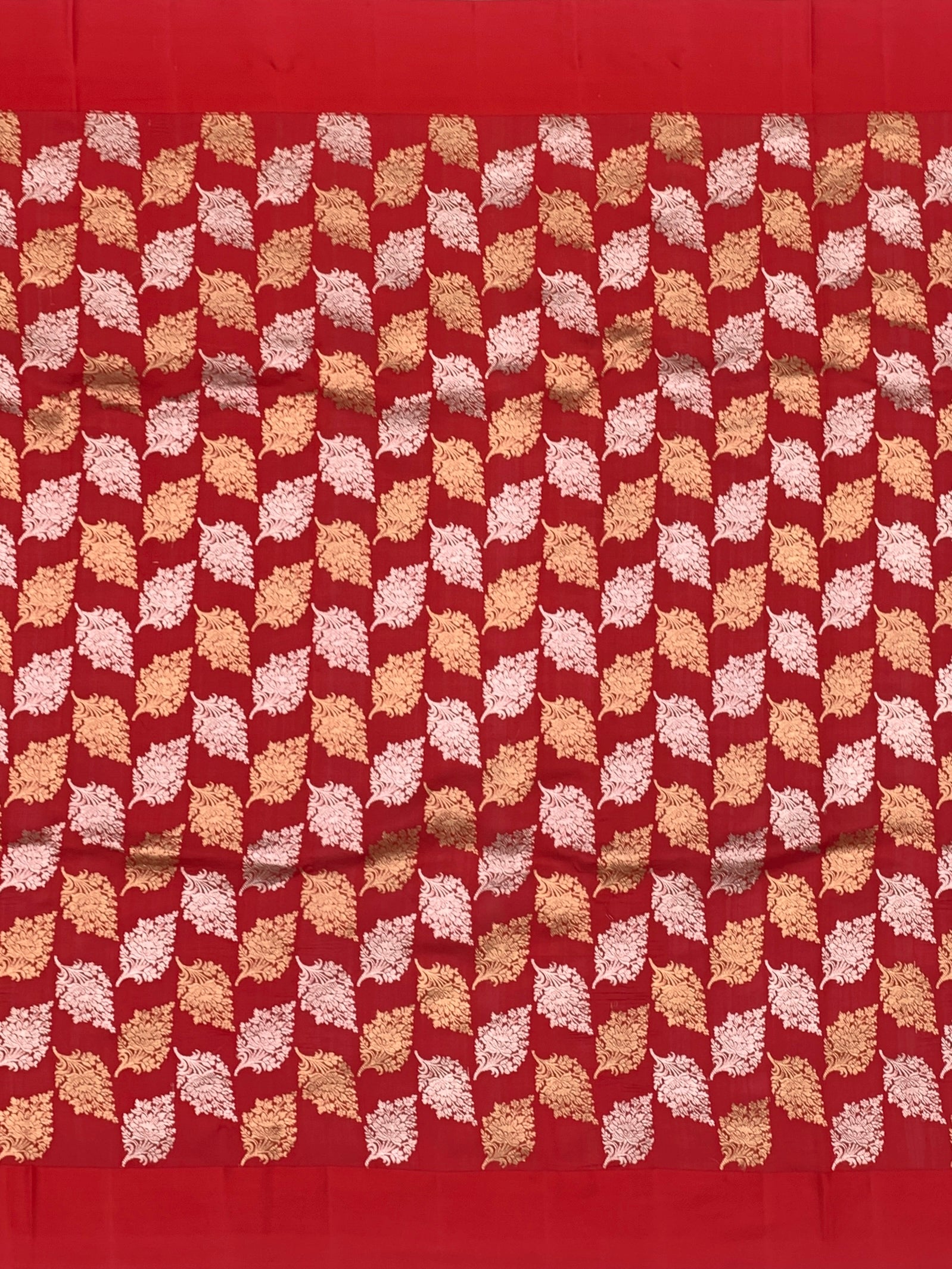 Crimson Radiance:Raw Mango Chanderi Silk Saree with Zari Motifs