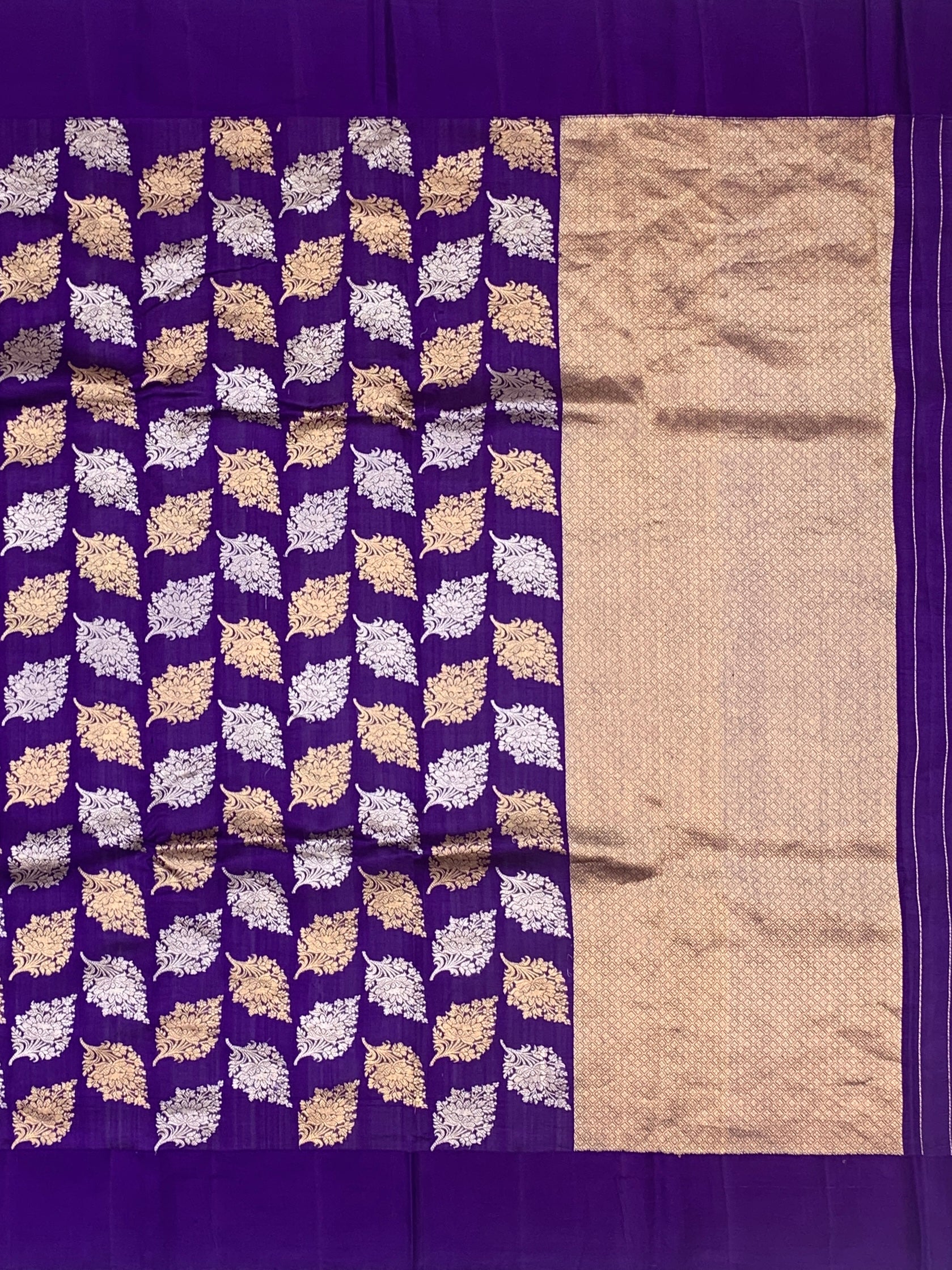 Raw Mango Chanderi Silk Saree – Royal Purple with Golden Zari