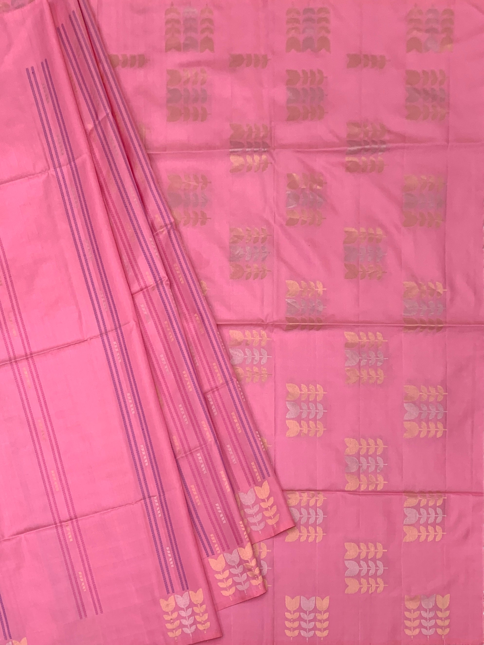 Blush Bloom: Handcrafted Soft Silk Saree
