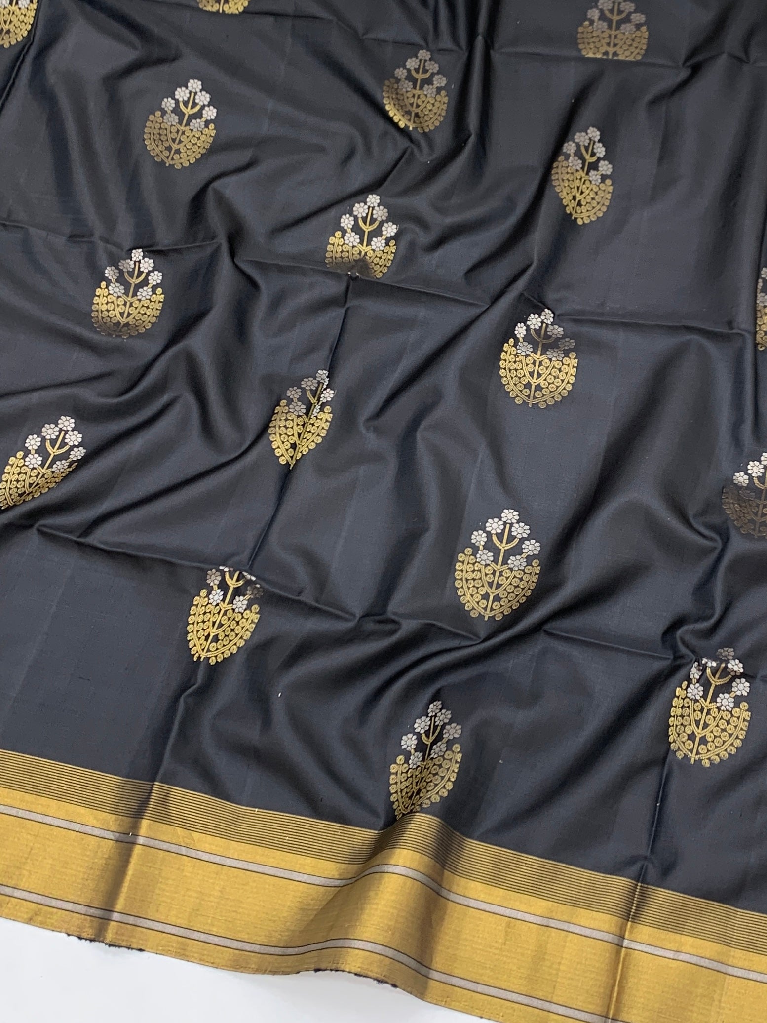 Charcoal Elegance: Handcrafted Soft Silk Saree