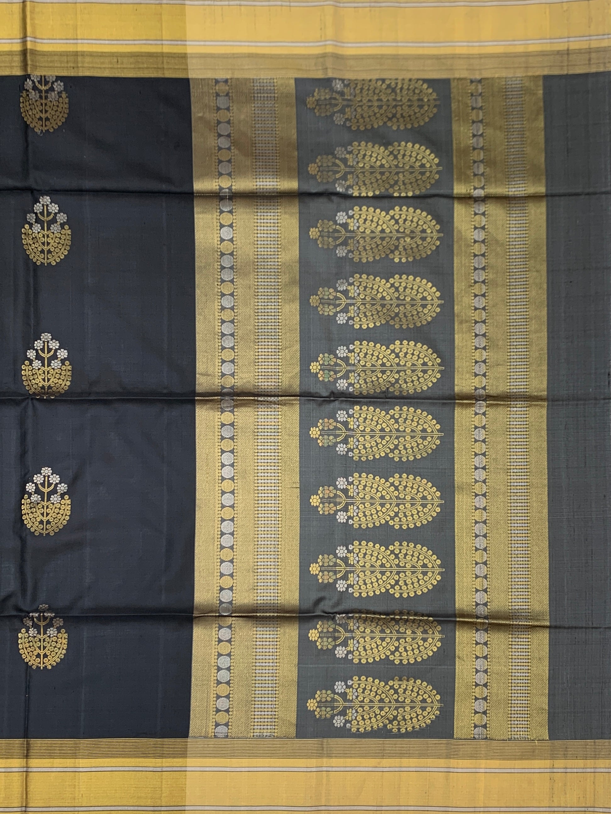 Charcoal Elegance: Handcrafted Soft Silk Saree