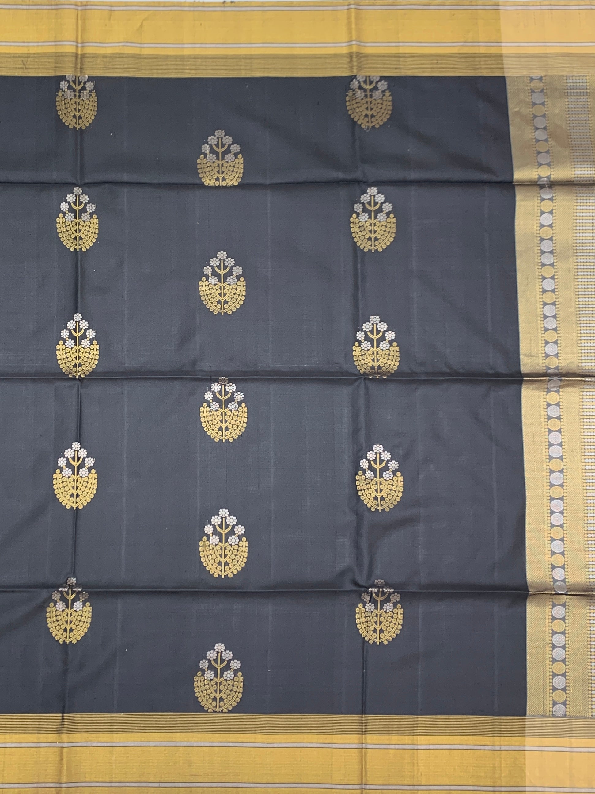 Charcoal Elegance: Handcrafted Soft Silk Saree