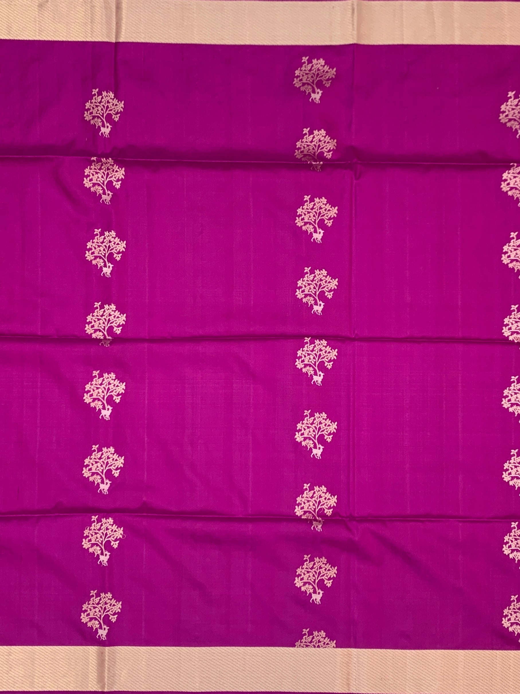 Exquisite Magenta Soft Silk Saree with "Tree of Life" Zari Motifs
