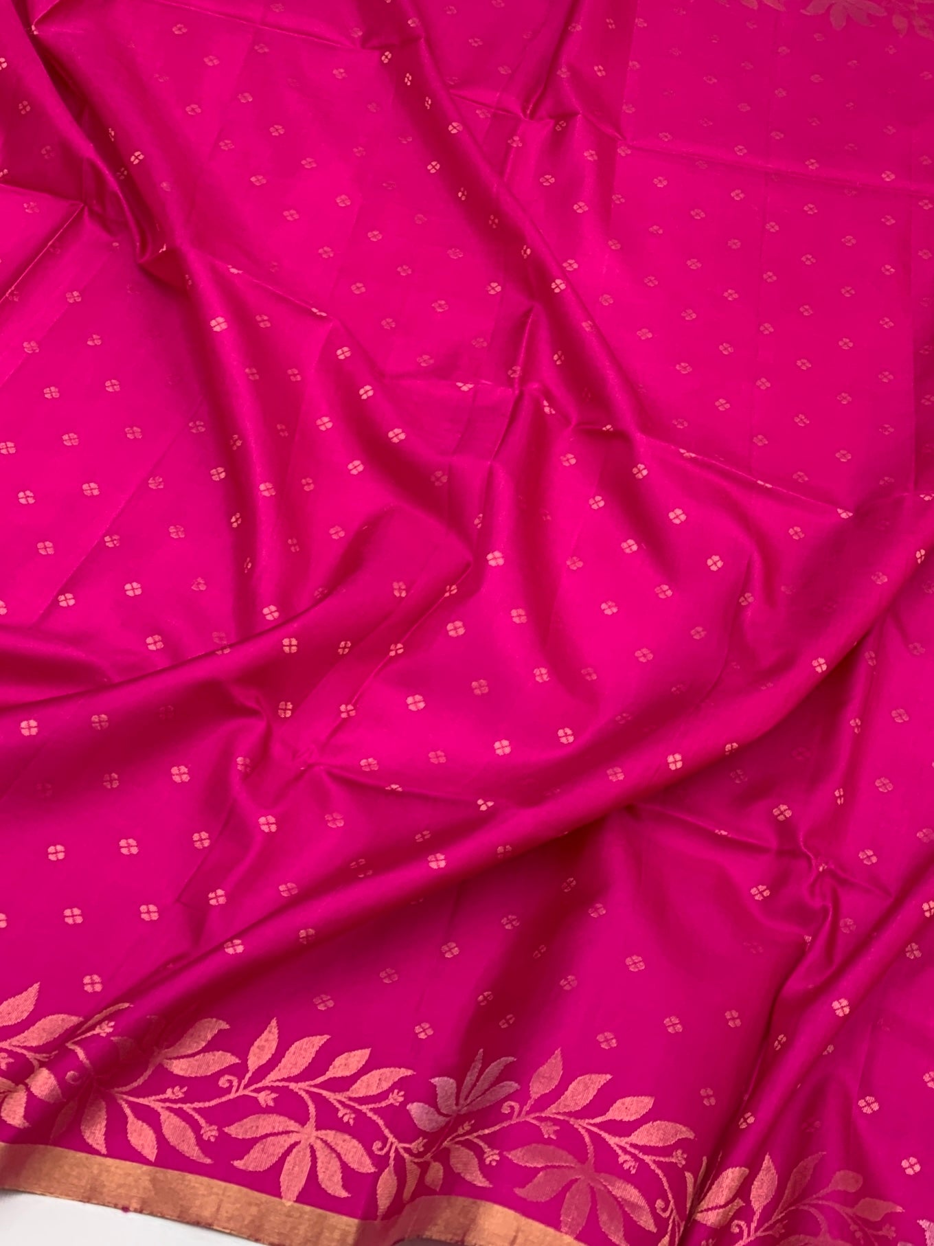 Radiant Magenta Soft Silk Saree with Floral Zari Borders