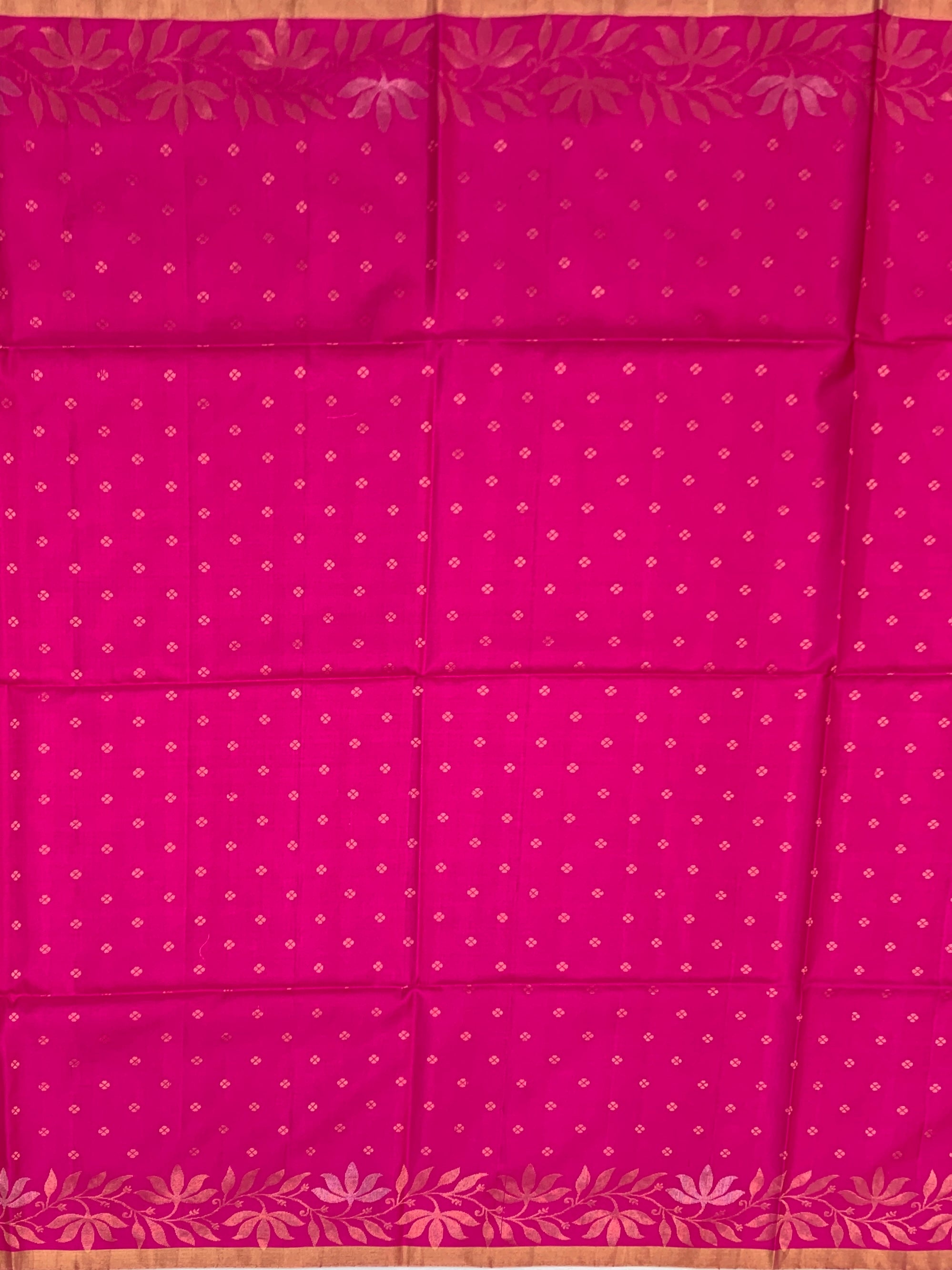 Radiant Magenta Soft Silk Saree with Floral Zari Borders