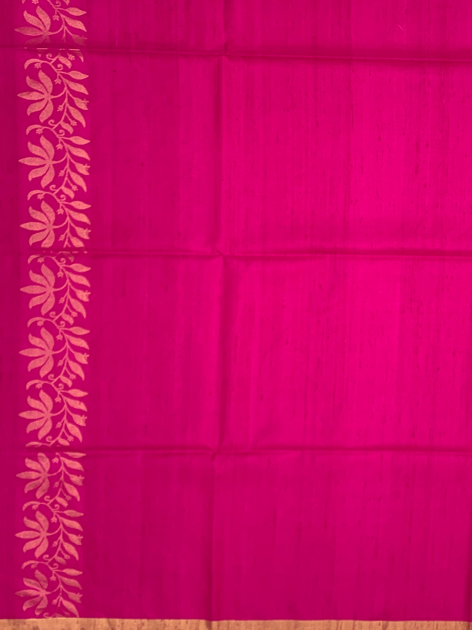 Radiant Magenta Soft Silk Saree with Floral Zari Borders