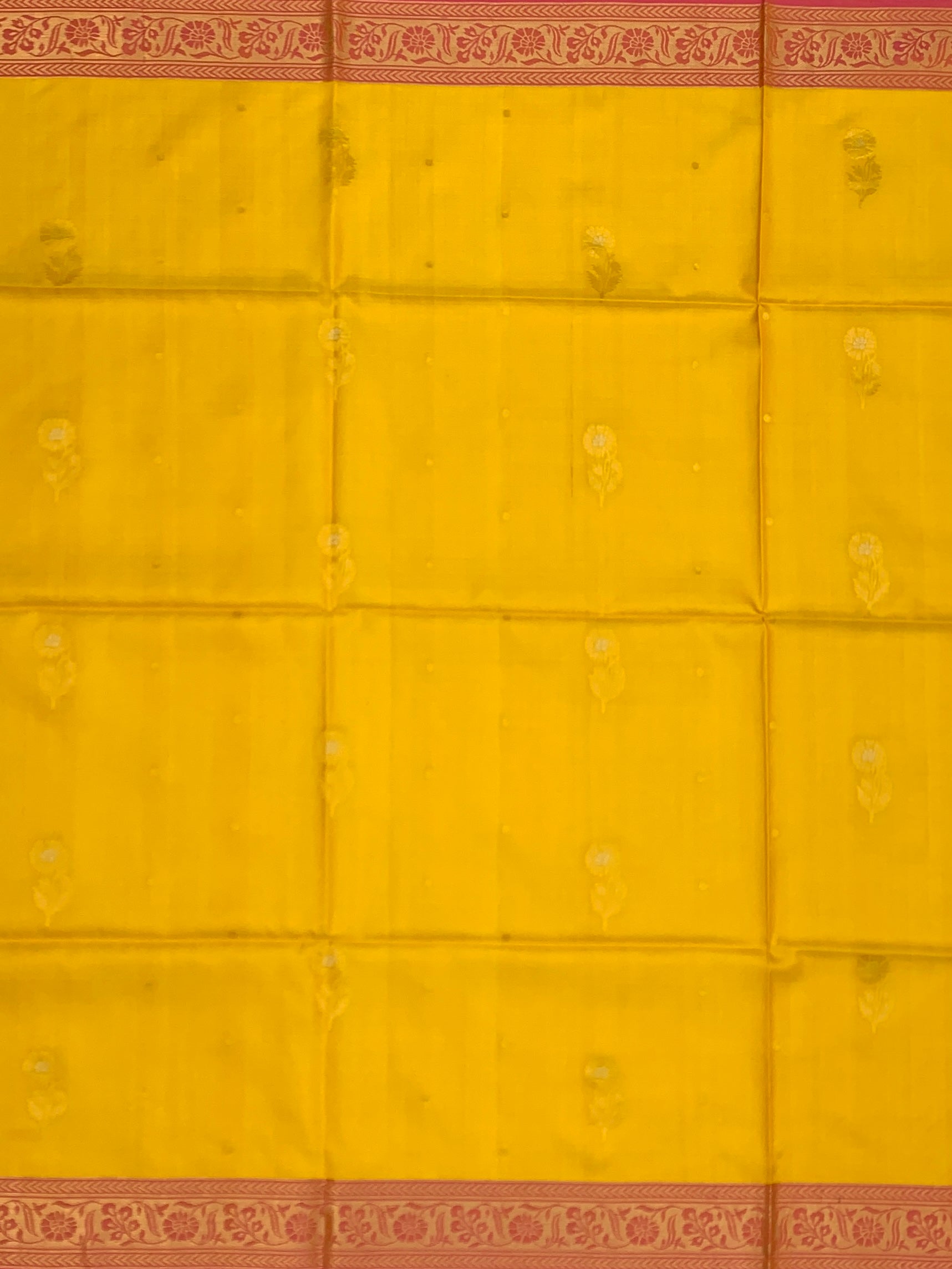 Radiant Mango Yellow & Peach-Pink Soft Silk Saree