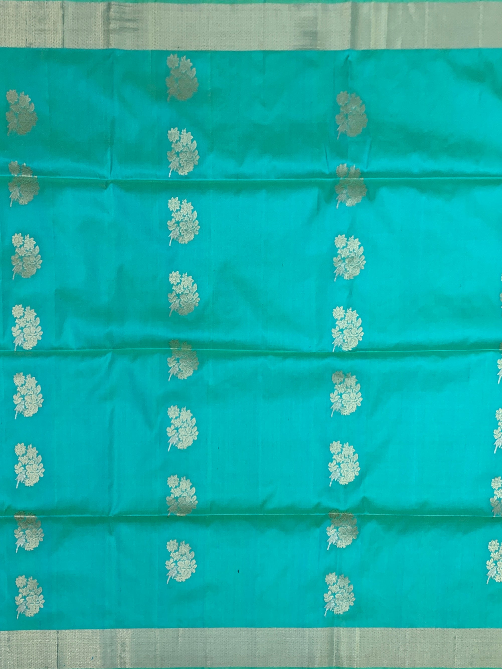 Exquisite Seafoam Teal & Royal Purple Soft Silk Saree