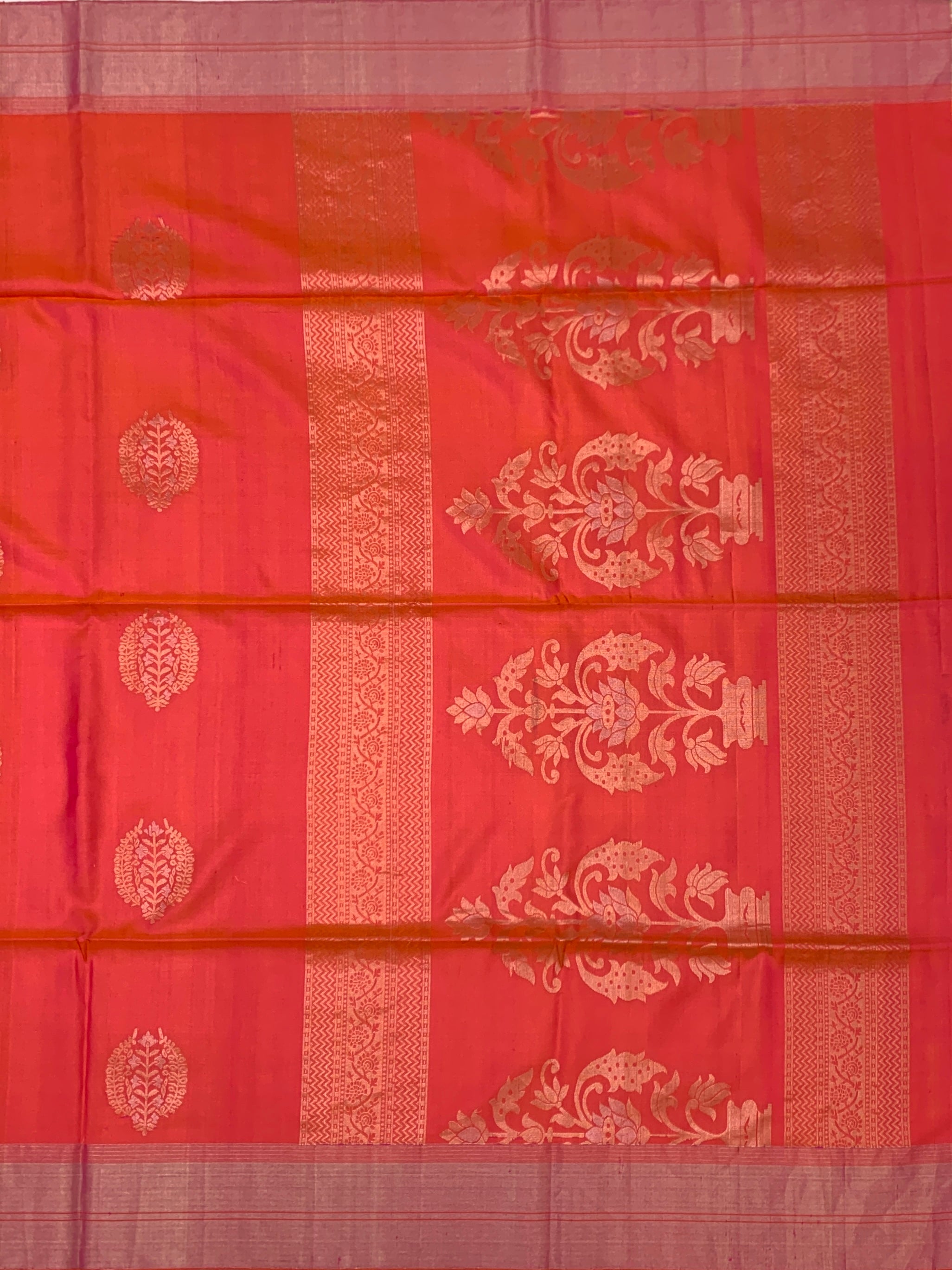 Pastel Peach Soft Silk Saree with Silver-Gold Zari Weave