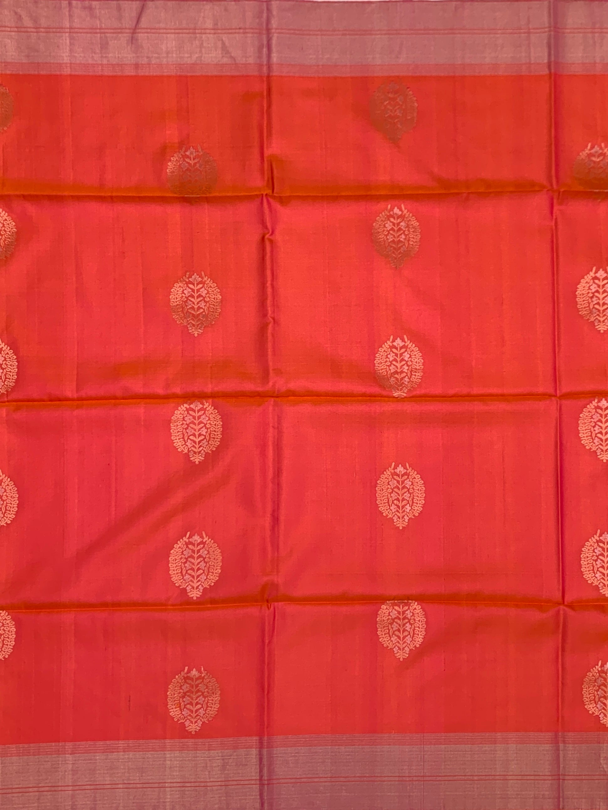 Pastel Peach Soft Silk Saree with Silver-Gold Zari Weave