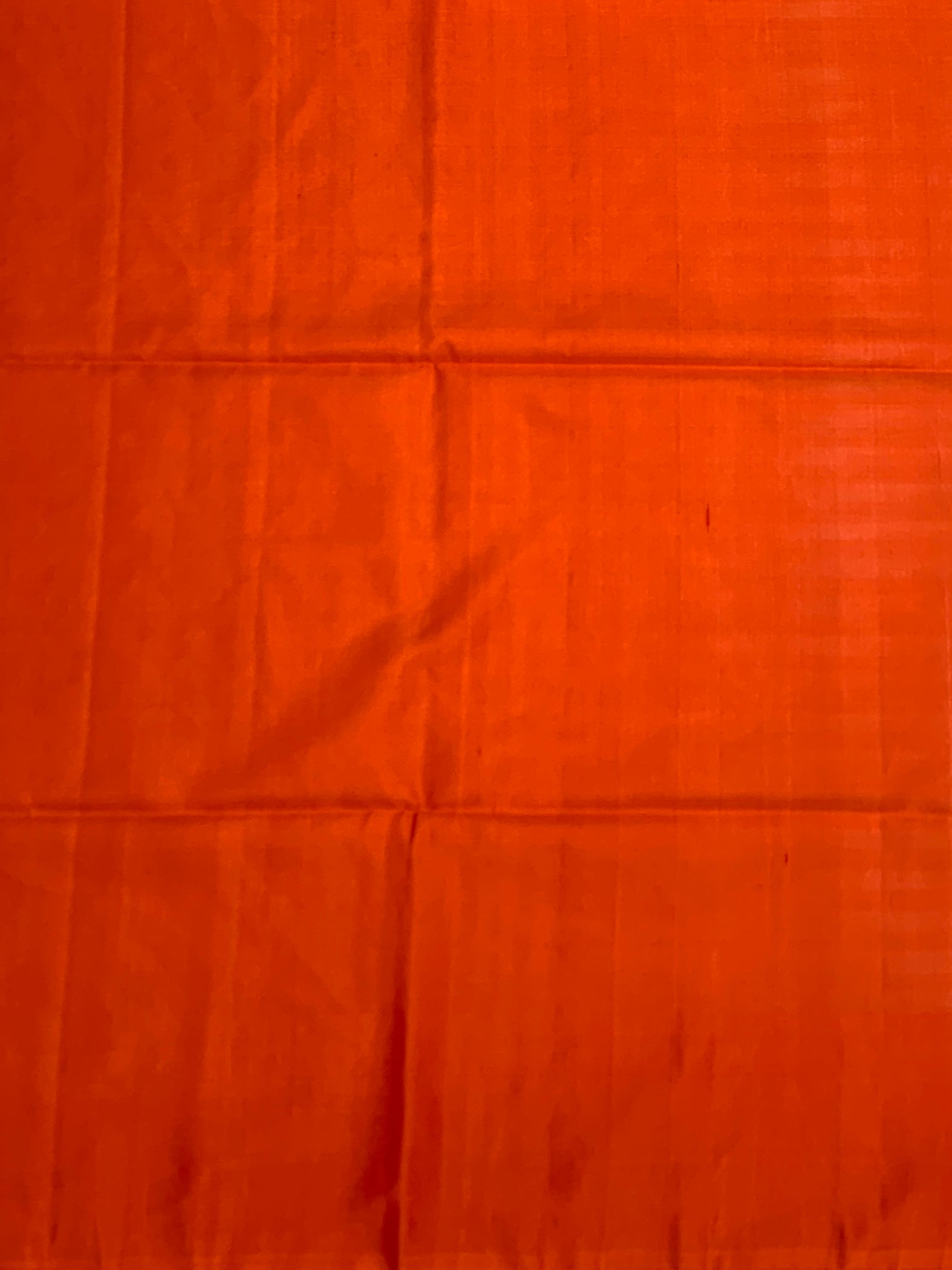 Dual-Tone Red & Orange Soft Silk Saree with Woven Peacock Motifs