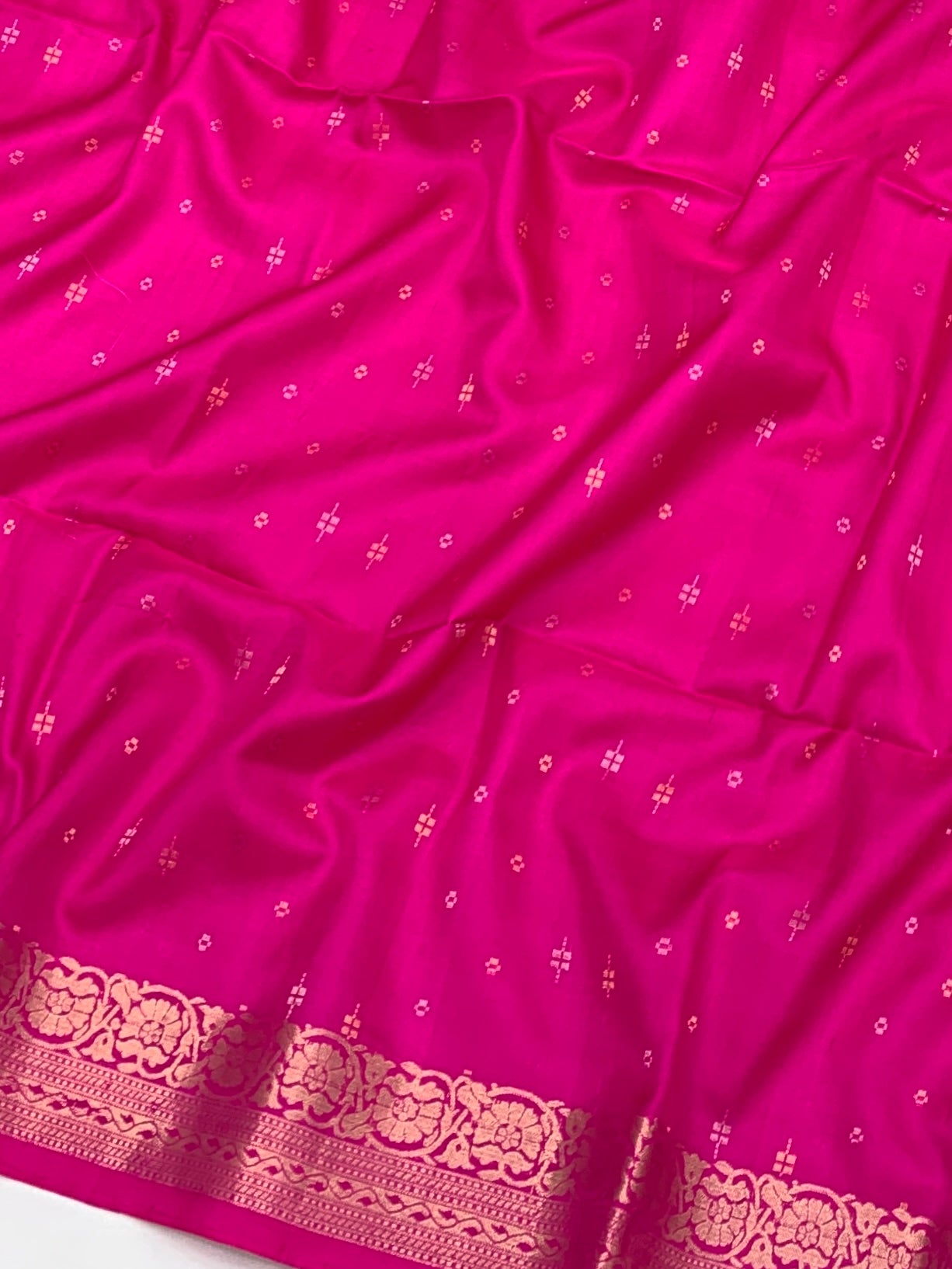 Radiant Rani Pink Soft Silk Saree with Gold Zari Pallu