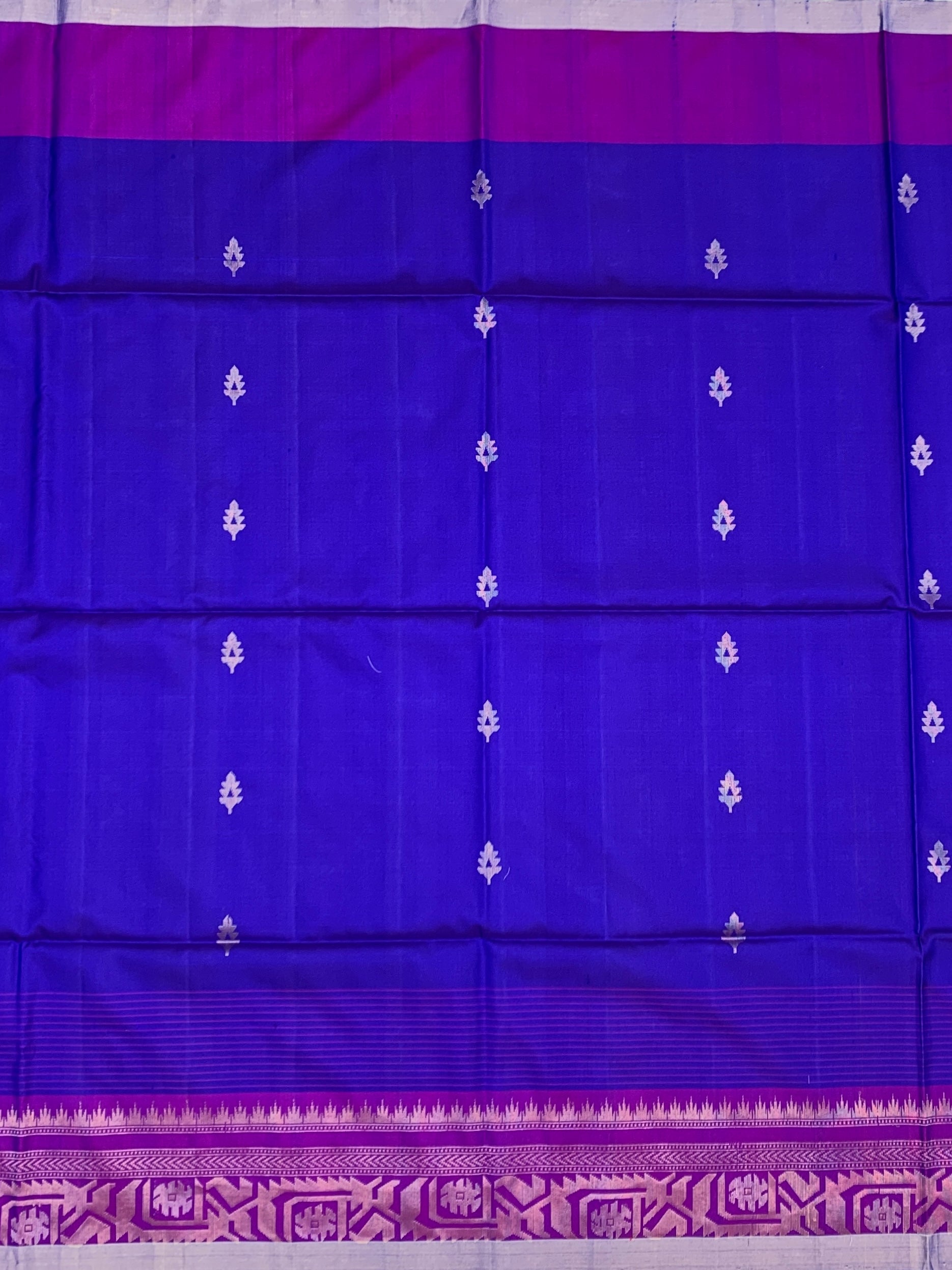 Royal Blue & Magenta Dual-Tone Soft Silk Saree