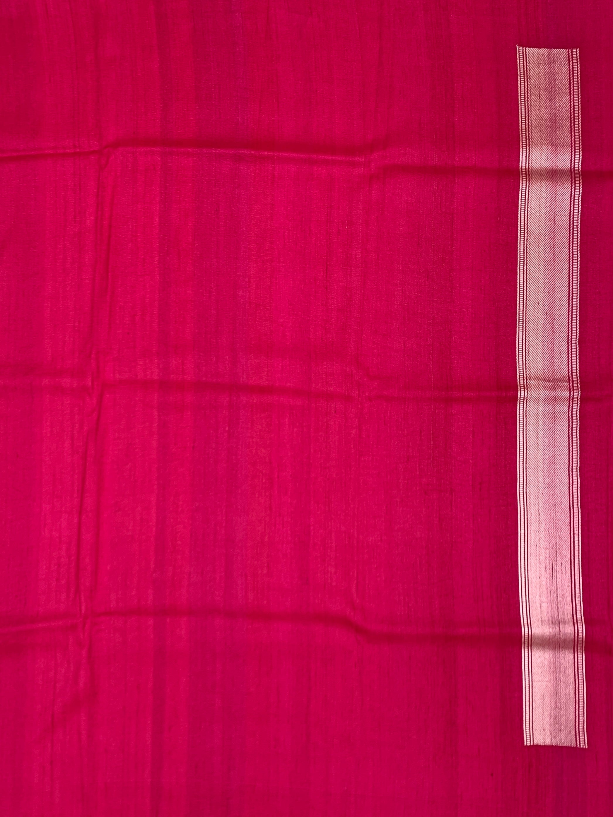 Rust Orange Tussore Georgette Saree with Zari Temple Border