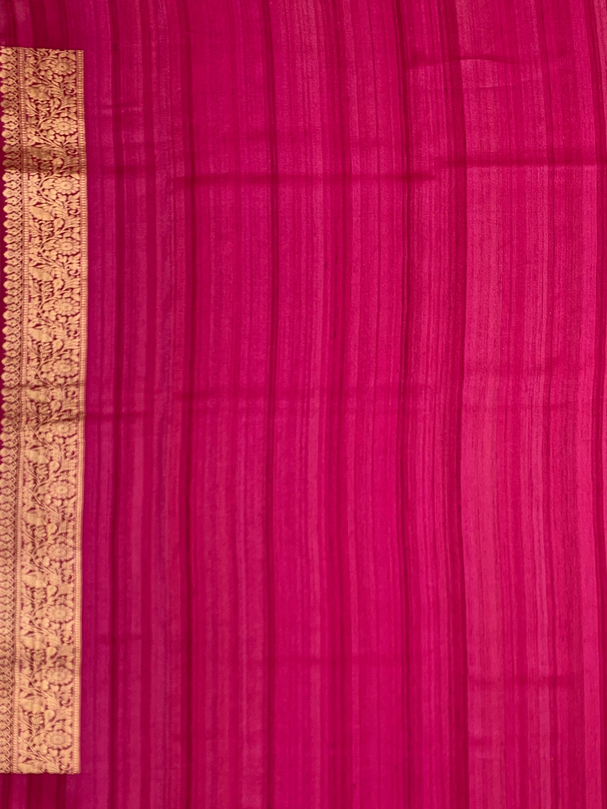 Elegant Deep Plum Tussore Georgette Saree with Gold Zari Work