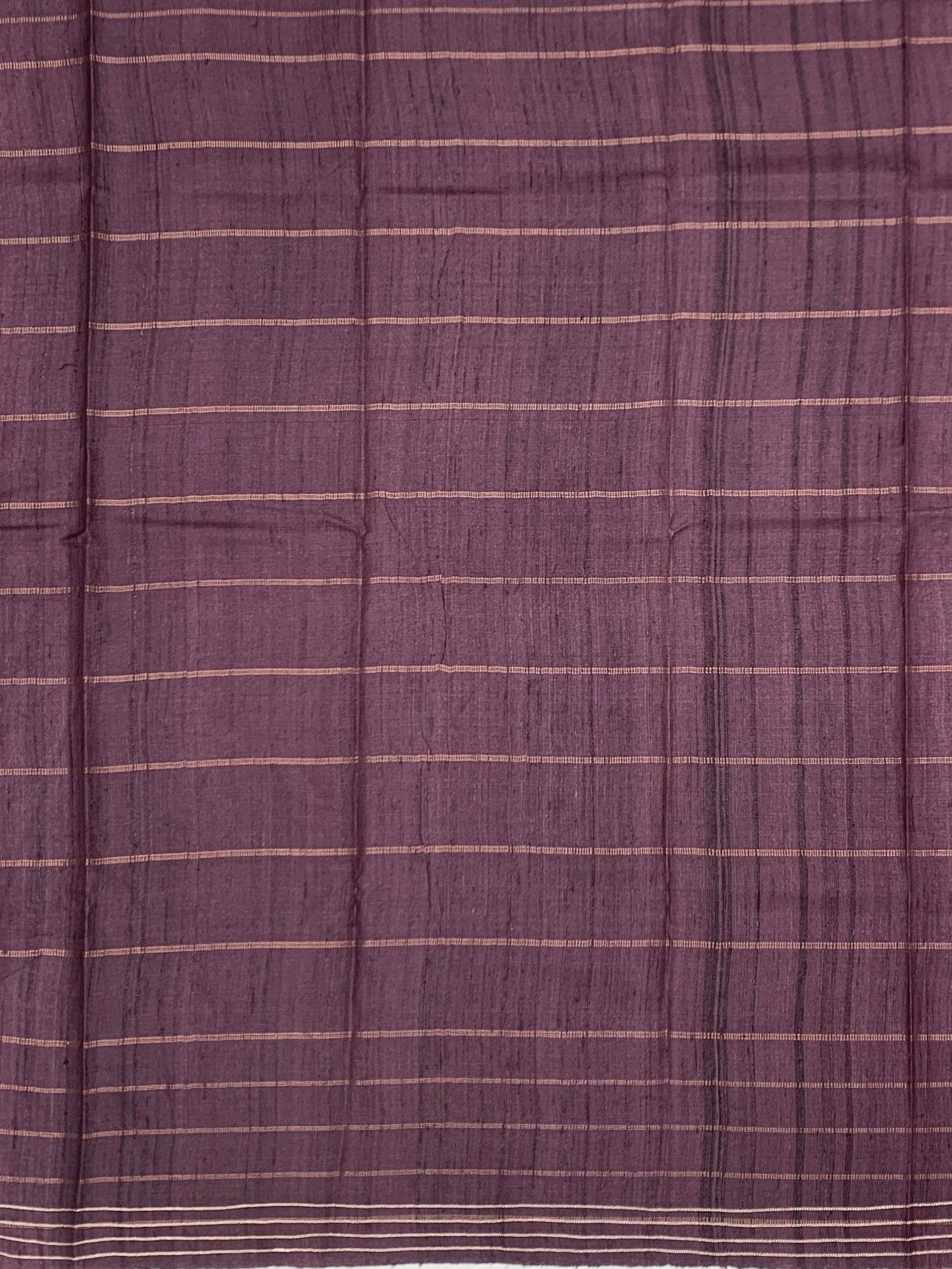 Aubergine Elegance: Botanical Bloom Printed Tussore Silk Saree