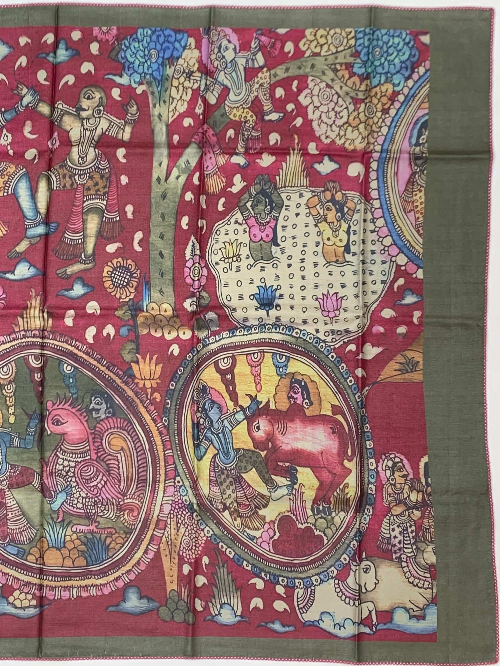 Mythical Heritage: Kalamkari Narrative Printed Tussore Saree