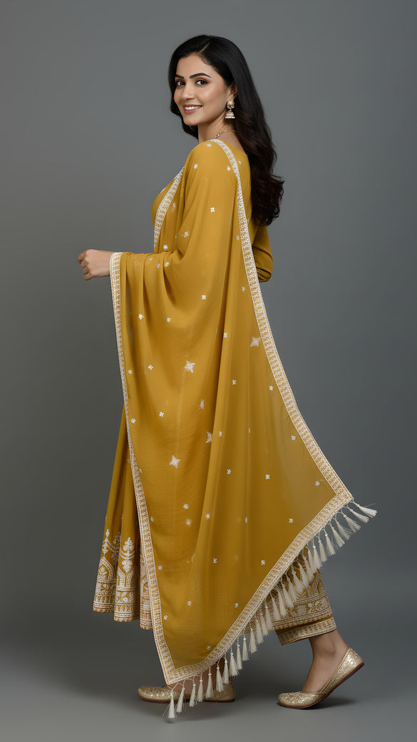 Anarkali Suit Set Mustard In Colour