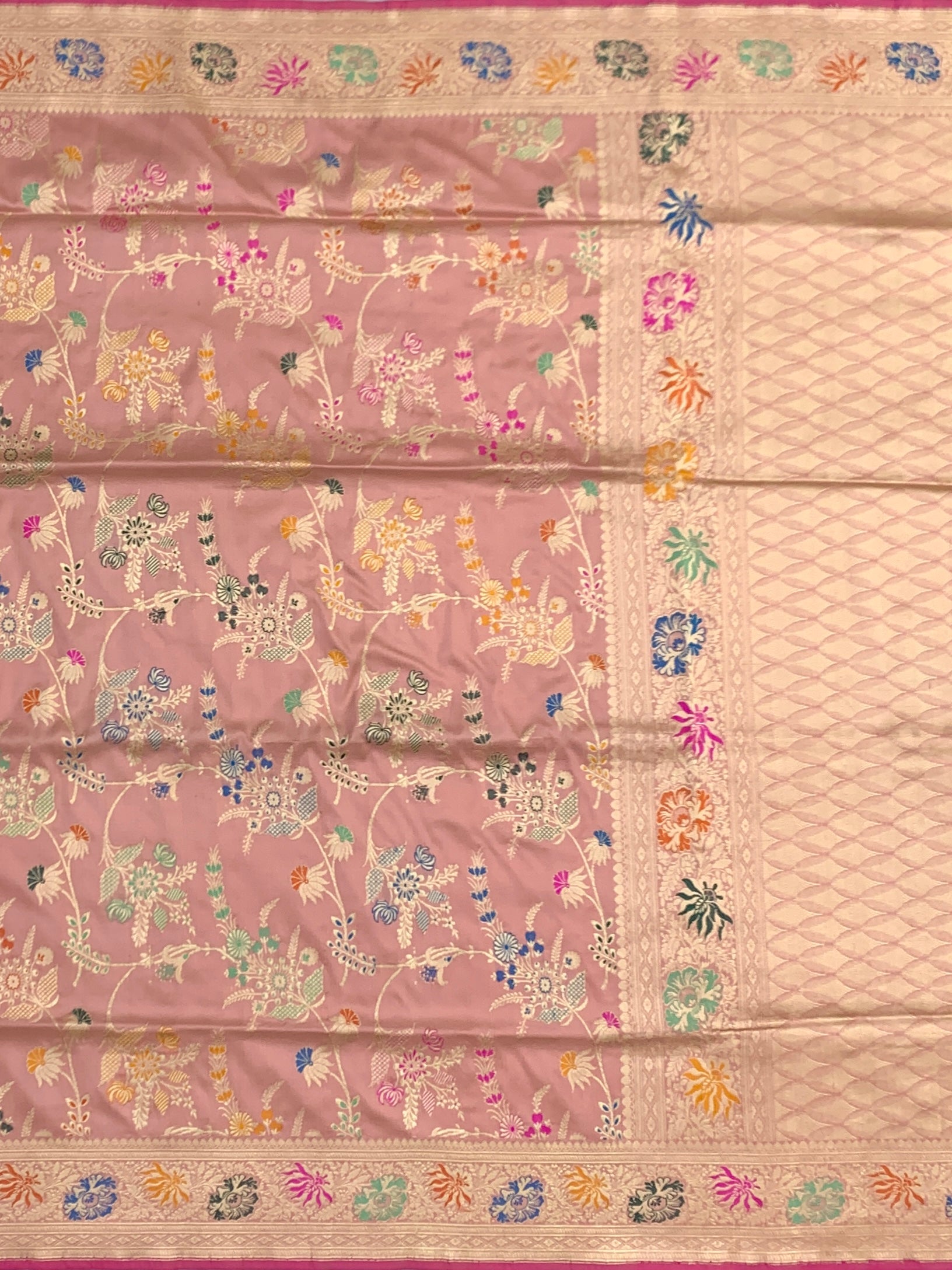 Vintage Rose: Meenakari Floral Jaal Banarasi Silk Saree