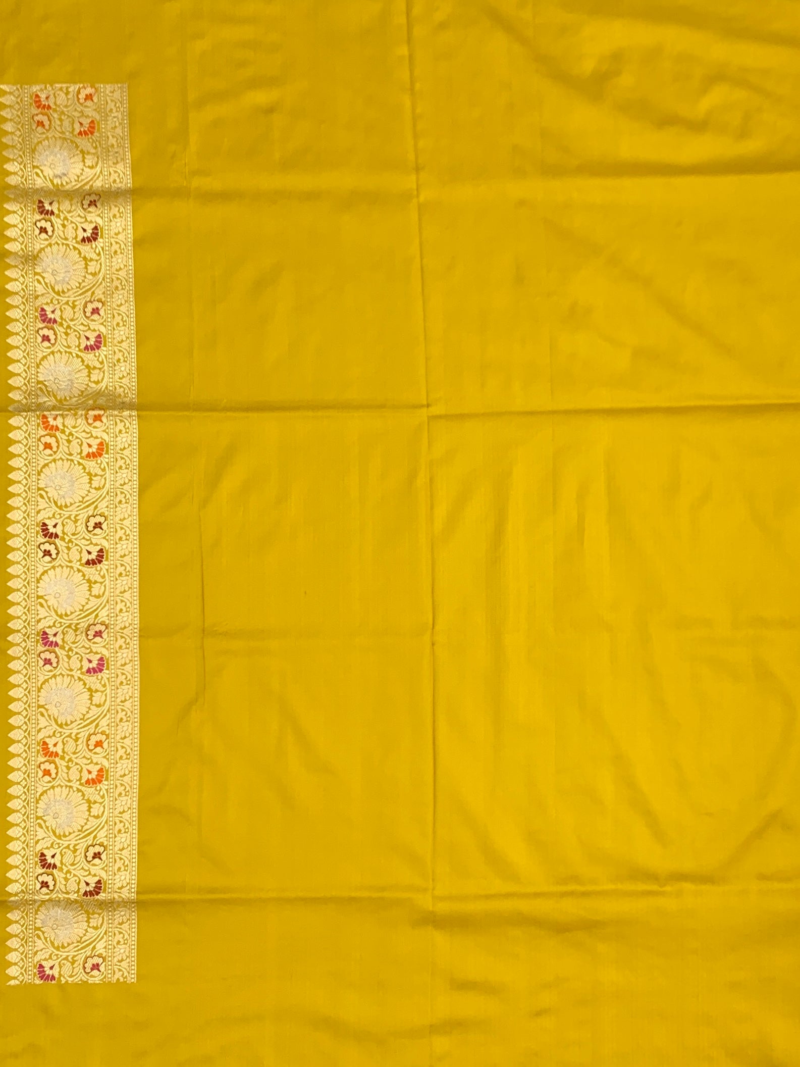 Golden Radiance: Mustard Yellow Meenakari Banarasi Silk Saree