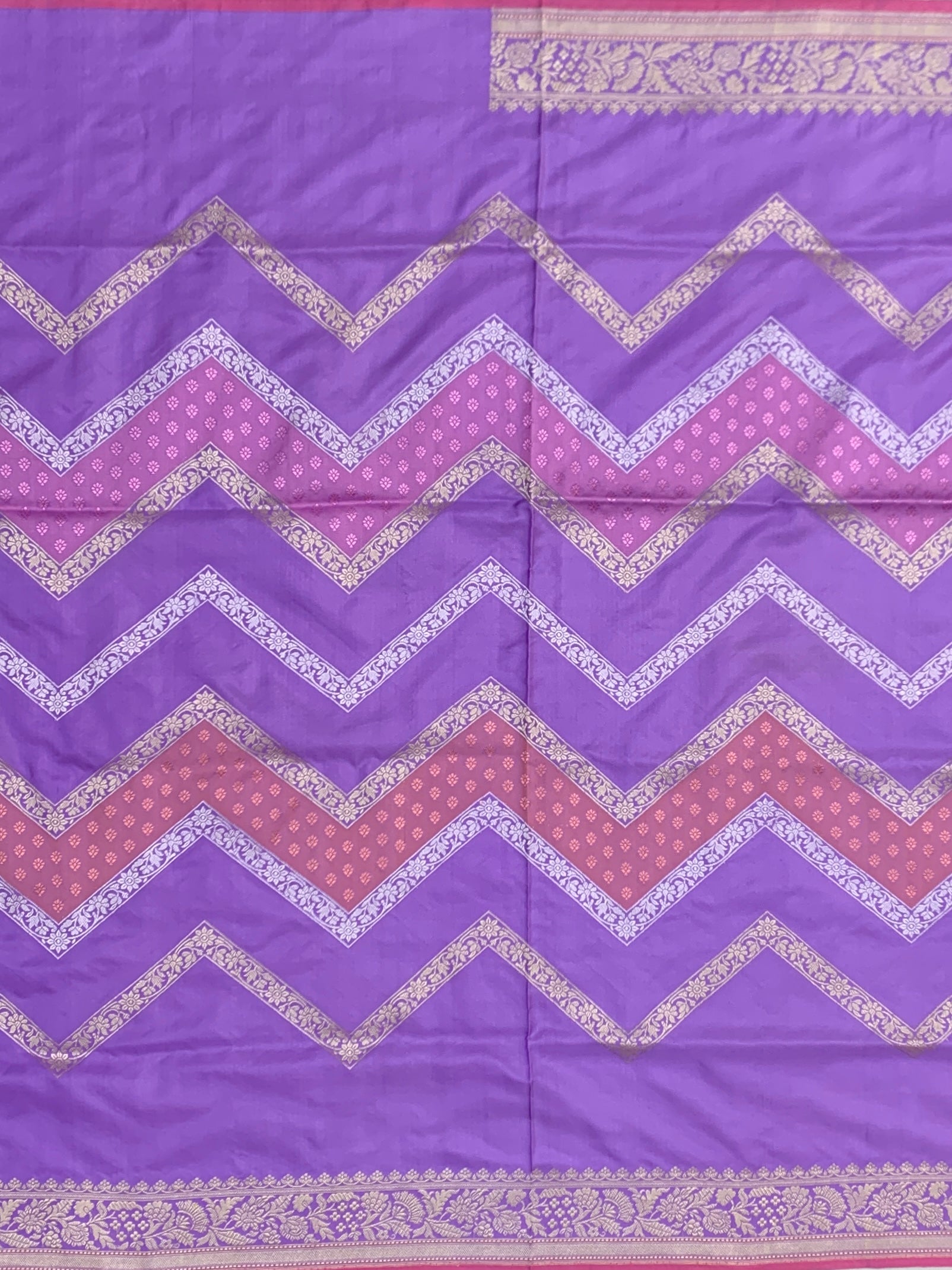 Modern Muse: Lavender Chevron Zari Banarasi Silk Saree
