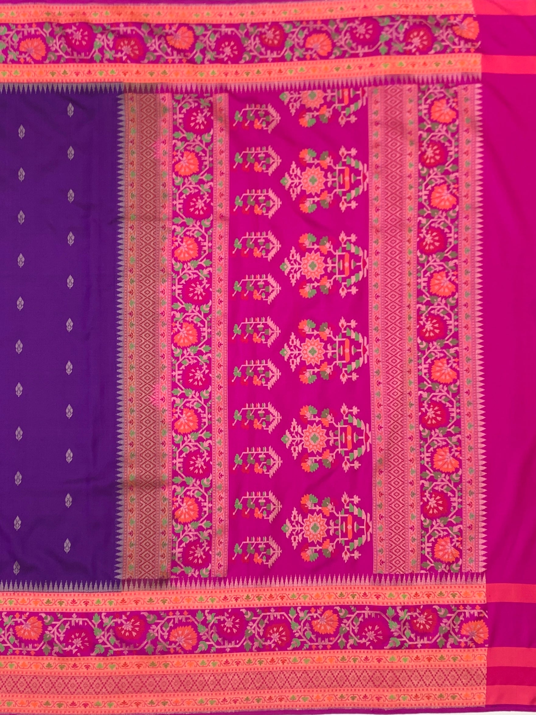Royal Violet & Magenta: Meenakari Boota Banarasi Silk Saree