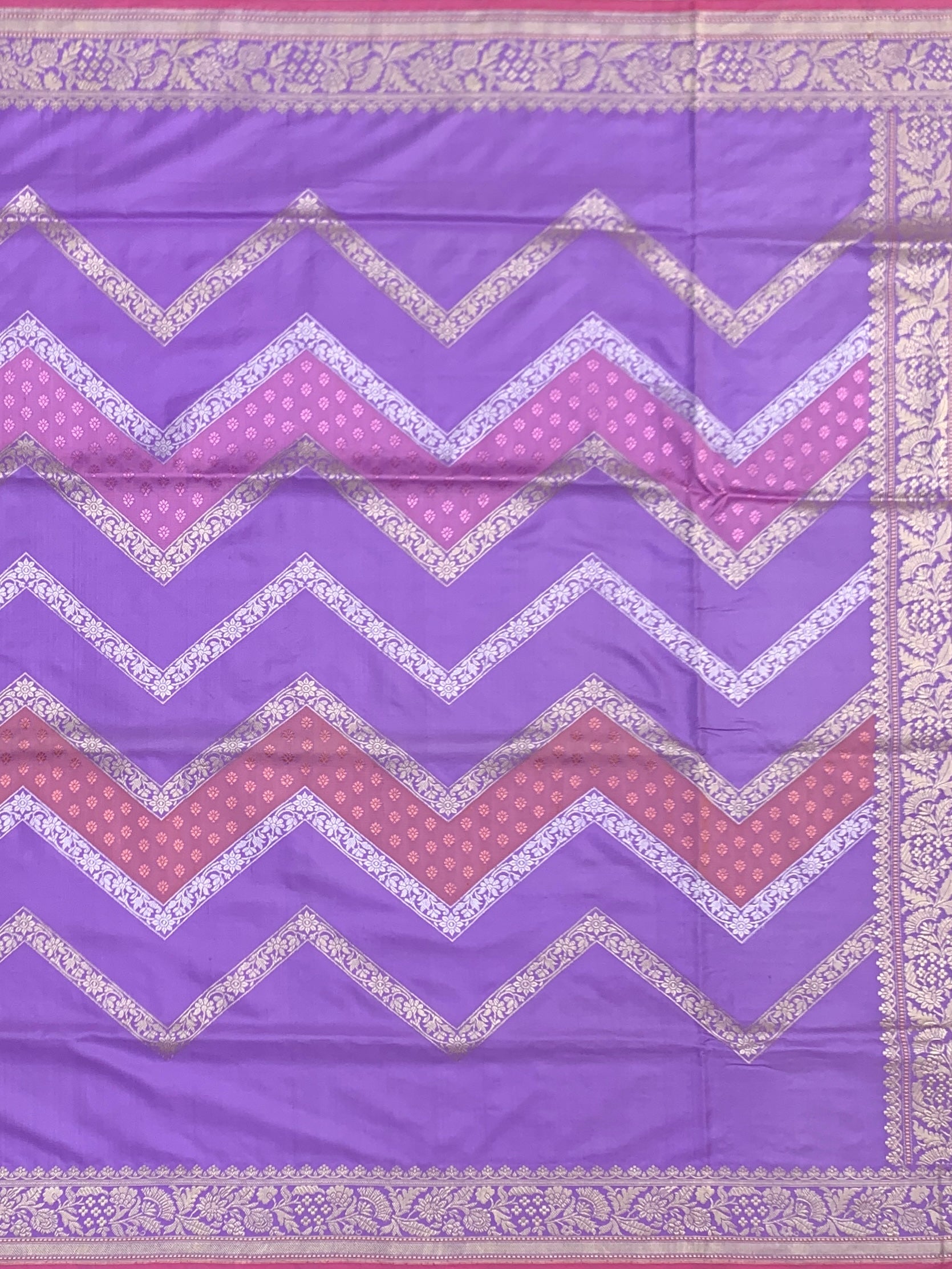 Modern Muse: Lavender Chevron Zari Banarasi Silk Saree