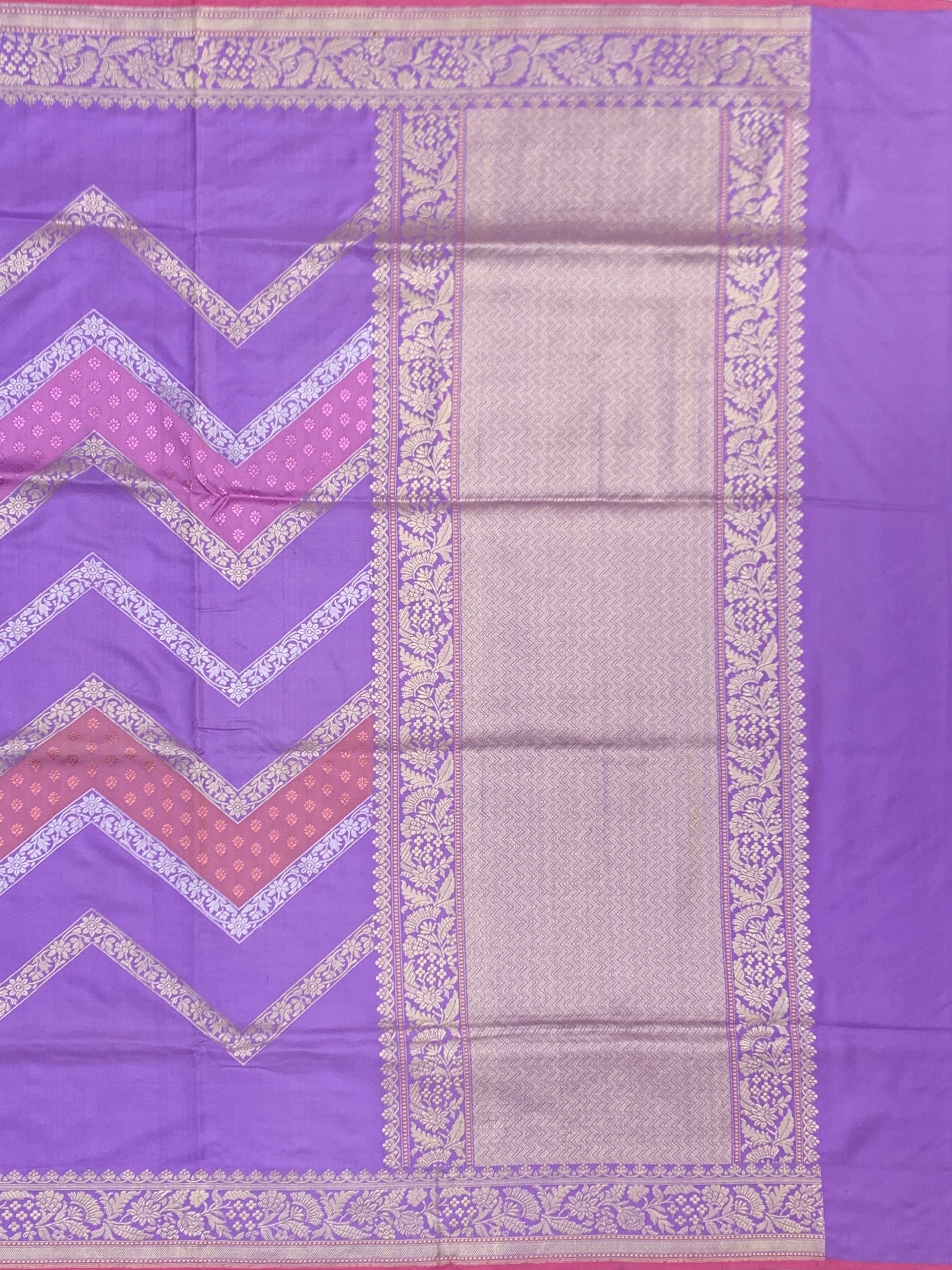 Modern Muse: Lavender Chevron Zari Banarasi Silk Saree