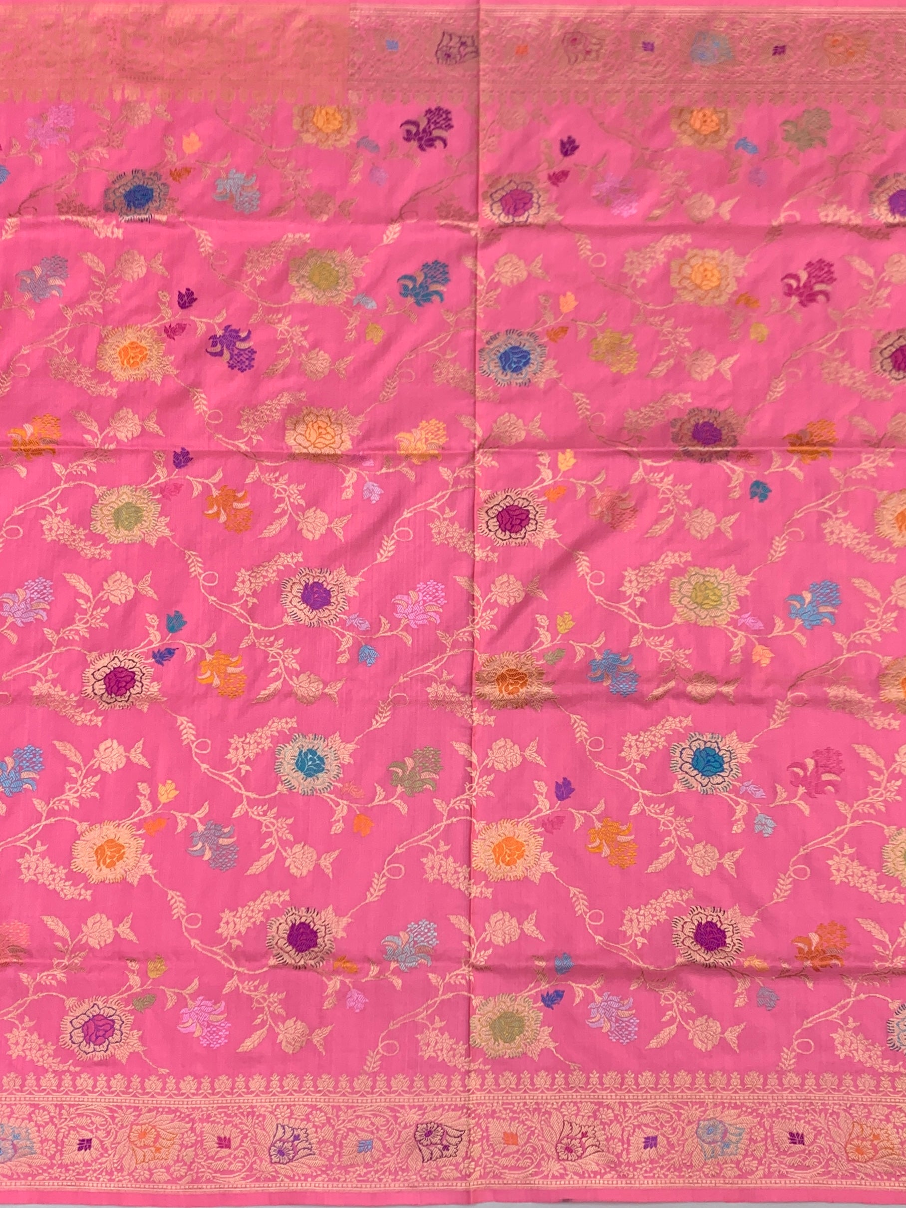 Petal Softness: Pastel Pink Meenakari Banarasi Silk Saree
