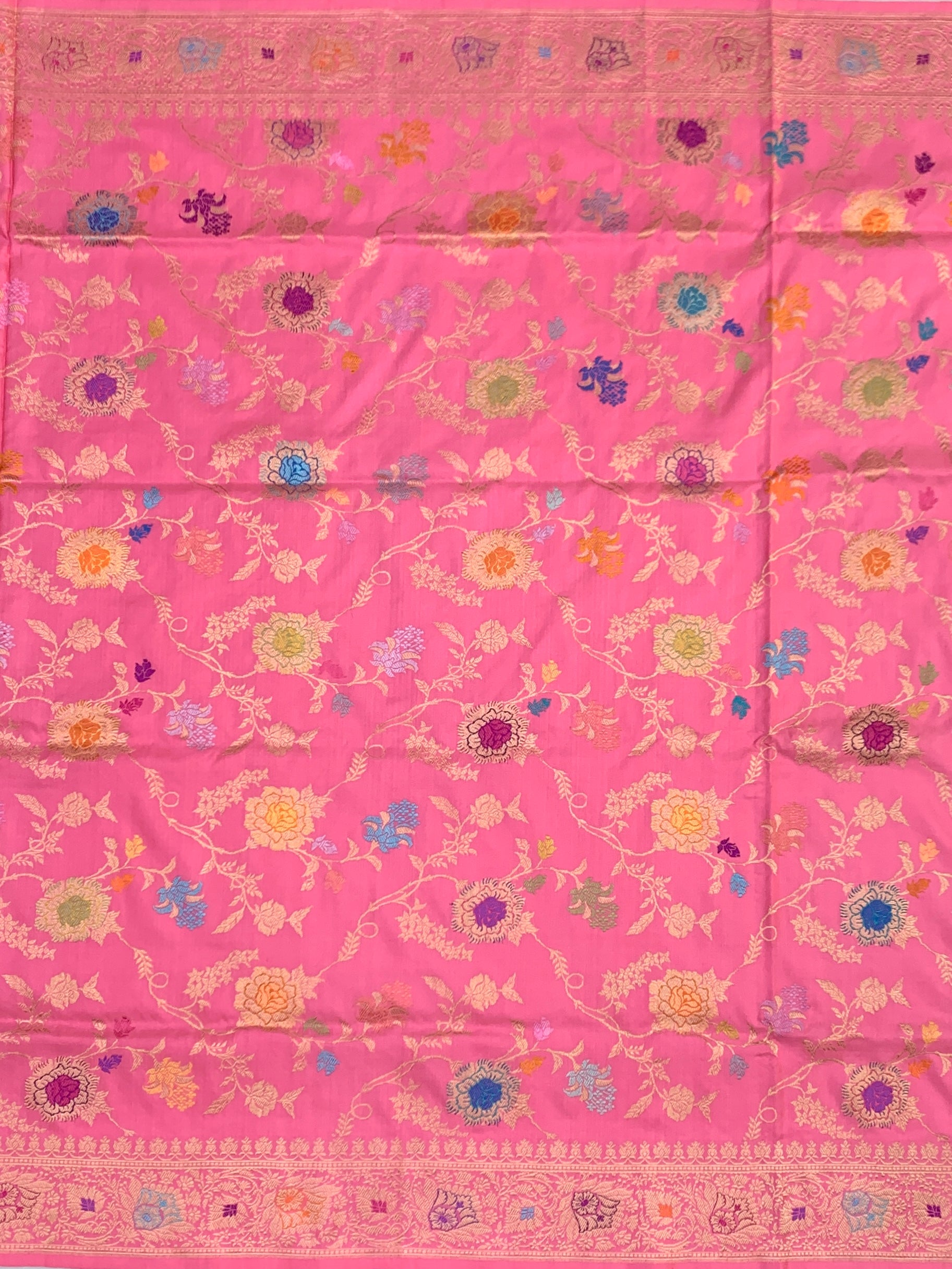 Petal Softness: Pastel Pink Meenakari Banarasi Silk Saree