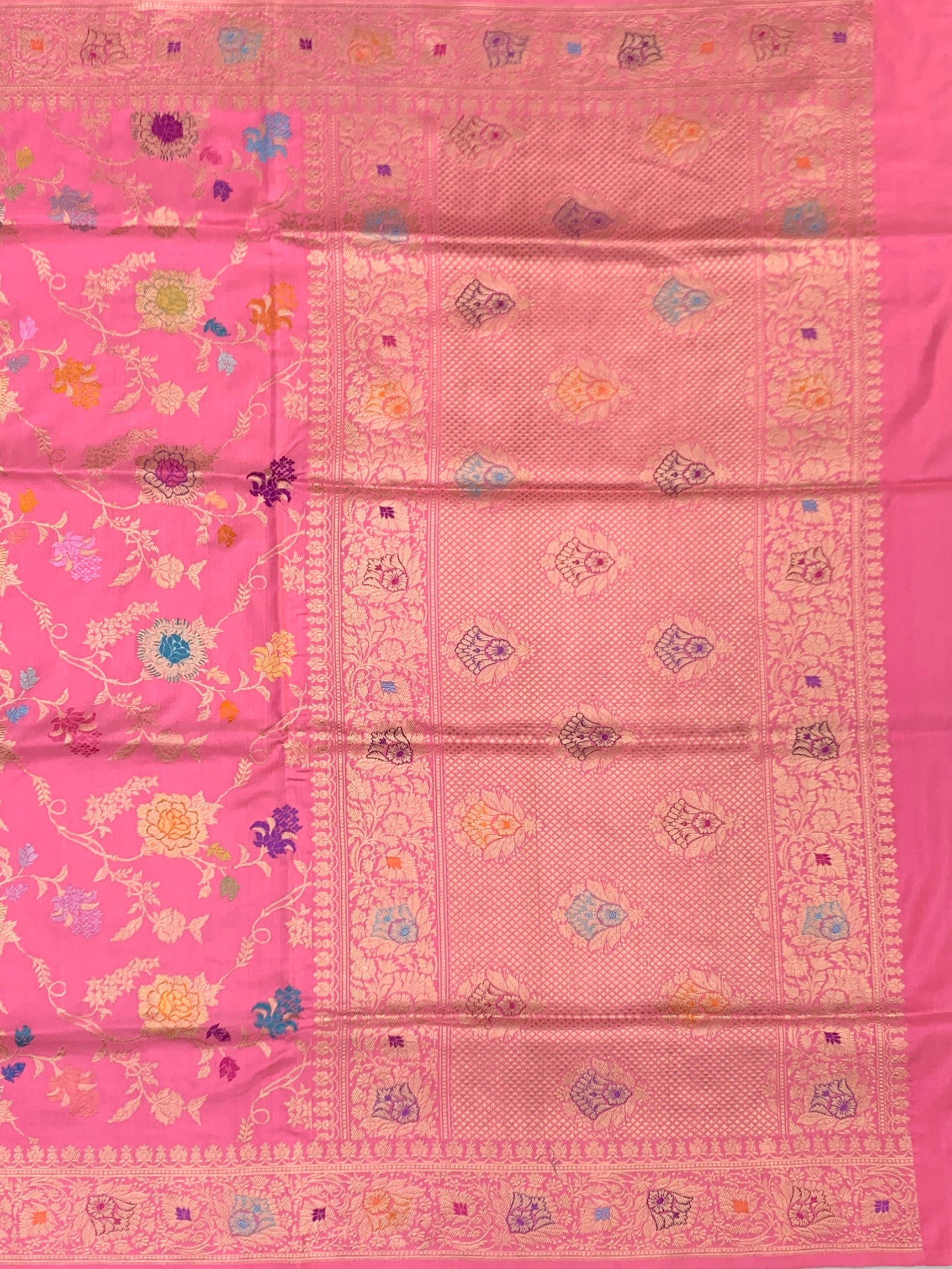 Petal Softness: Pastel Pink Meenakari Banarasi Silk Saree