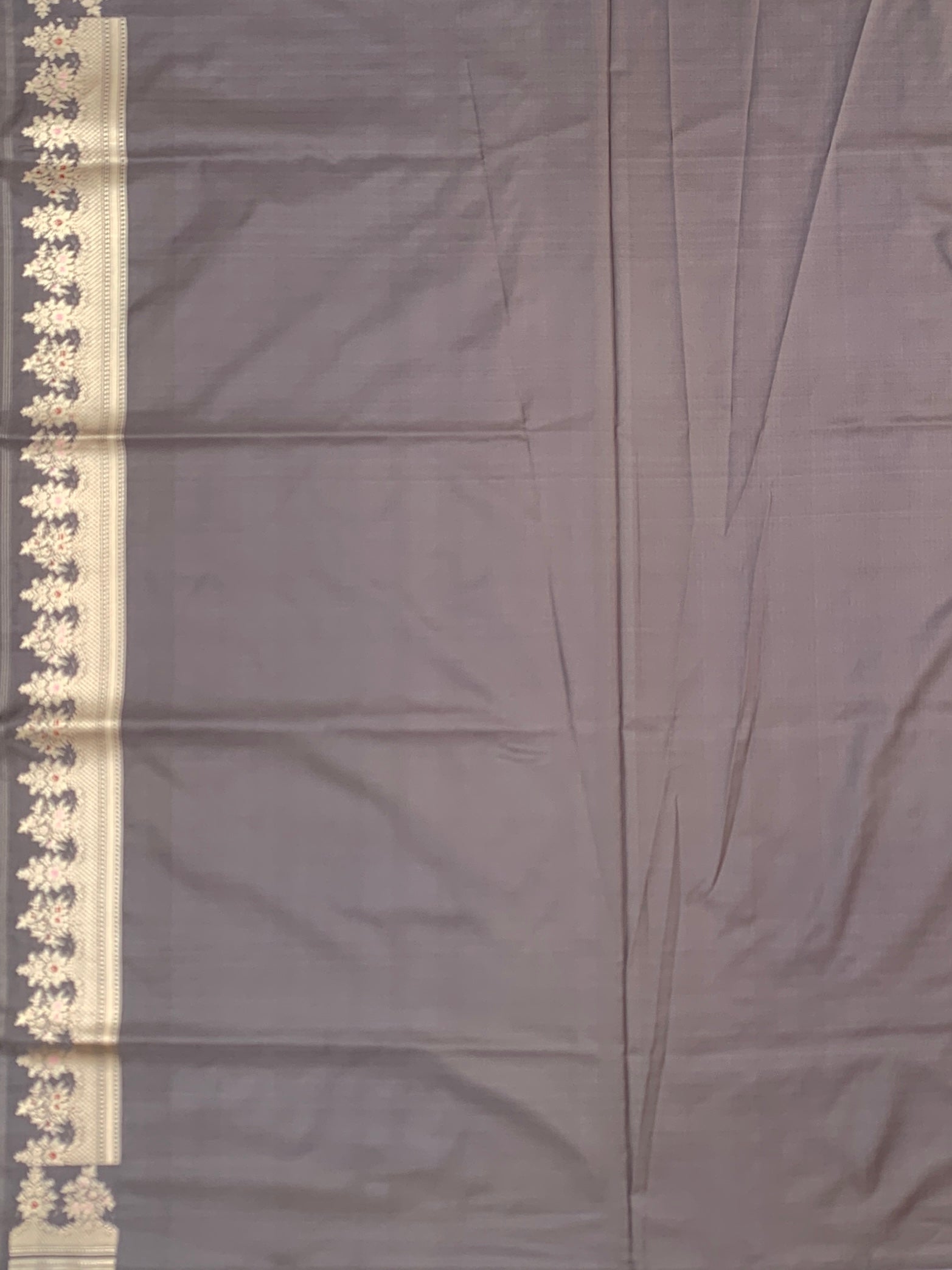 Radiant Aura: Mustard & Slate Grey Silver Zari Banarasi Silk Saree
