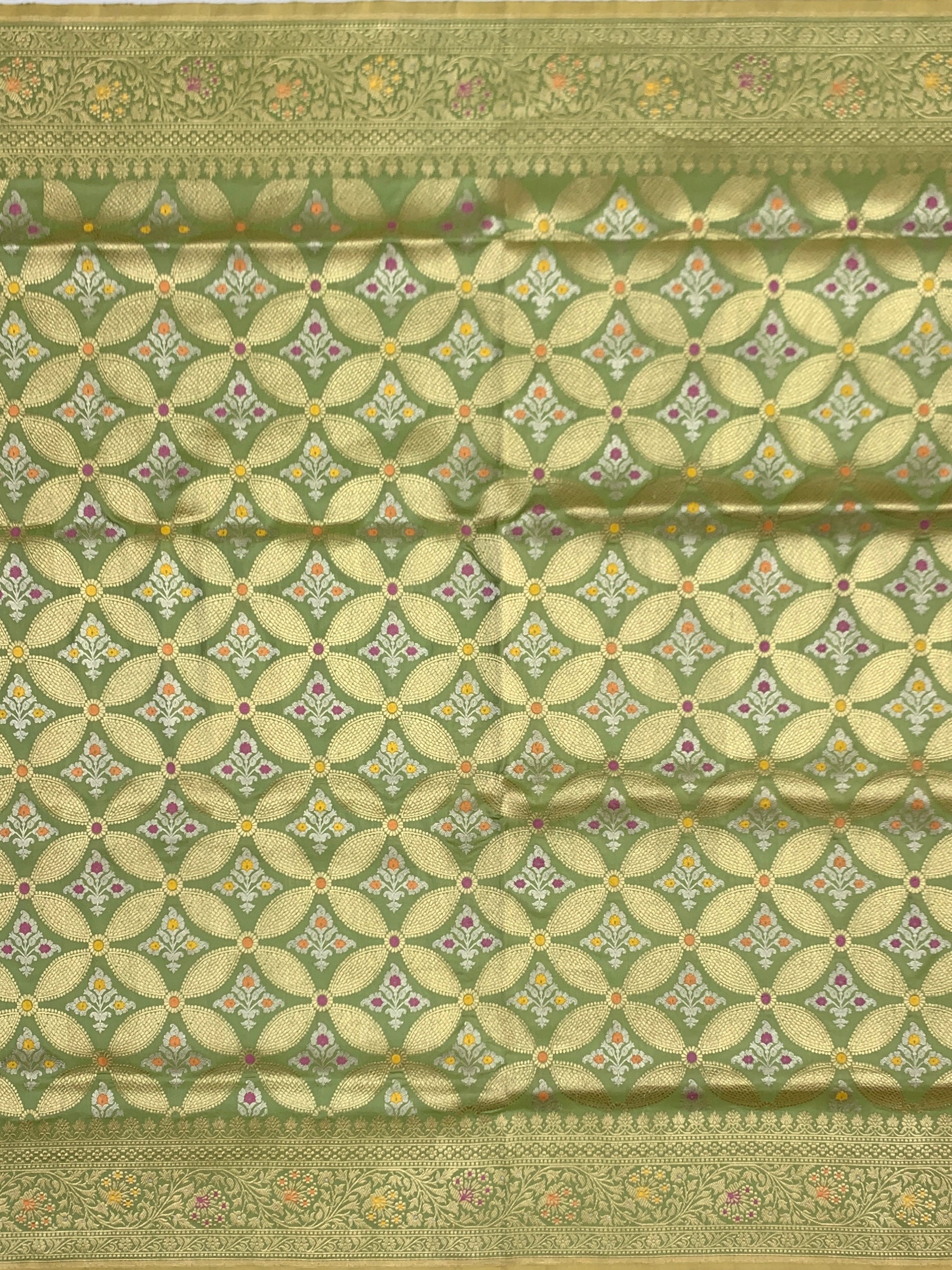 Olive Heritage: Geometric Meenakari Banarasi Silk Saree