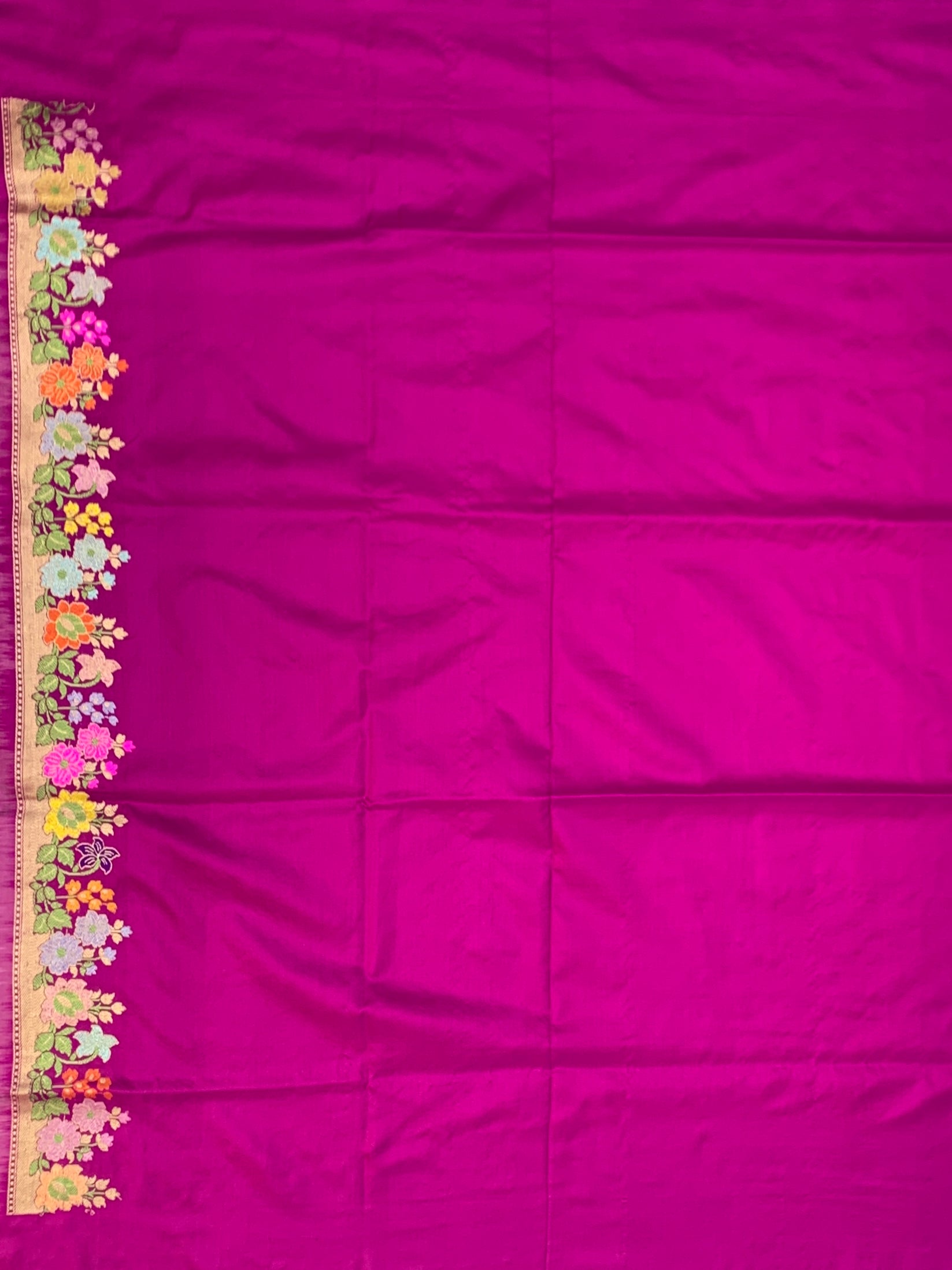 Garden Majesty: Magenta Meenakari Banarasi Silk Saree