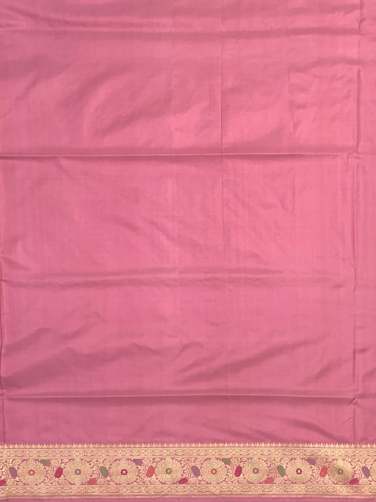 Antique Rose Opulence: Heavy Zari Brocade Banarasi Silk Saree with Meenakari