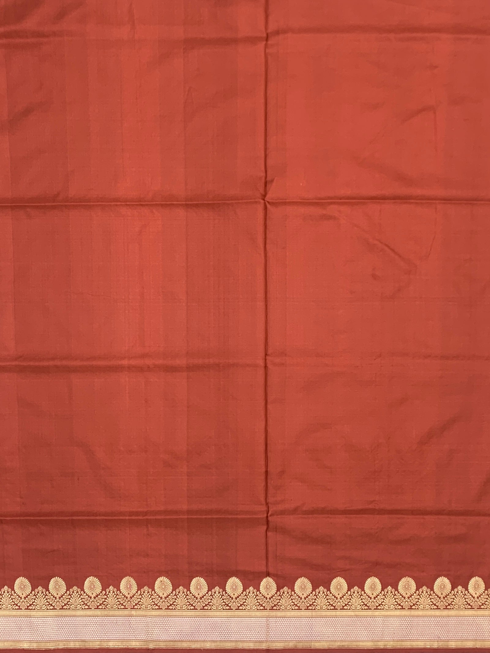 Earthen Elegance: Rust  Banarasi Silk Saree with Meenakari Floral Boota