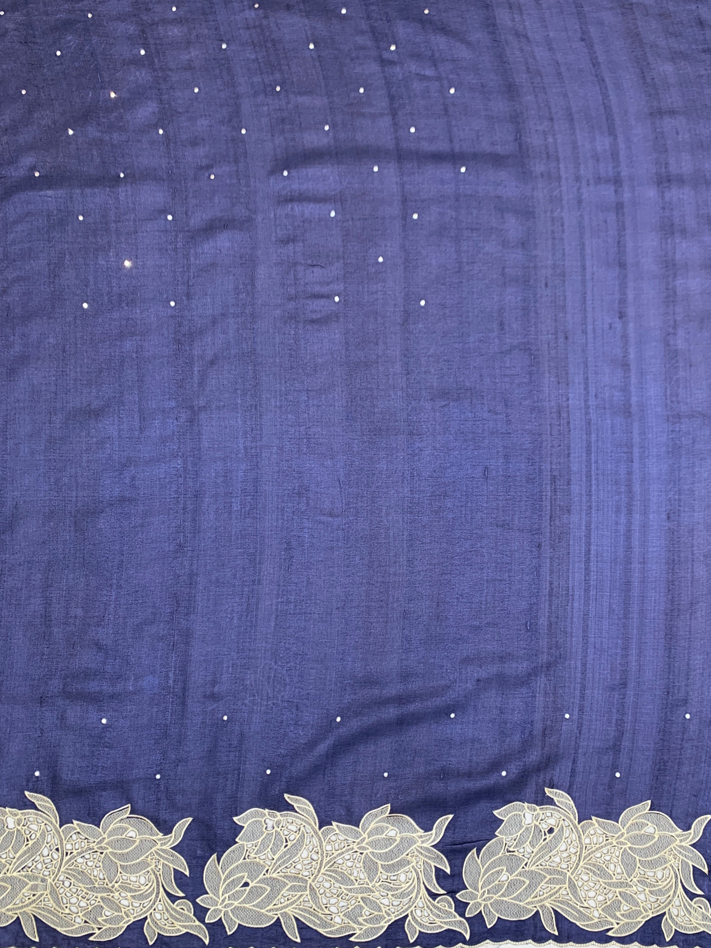 Tussore Saree Navy-Blue In Colour