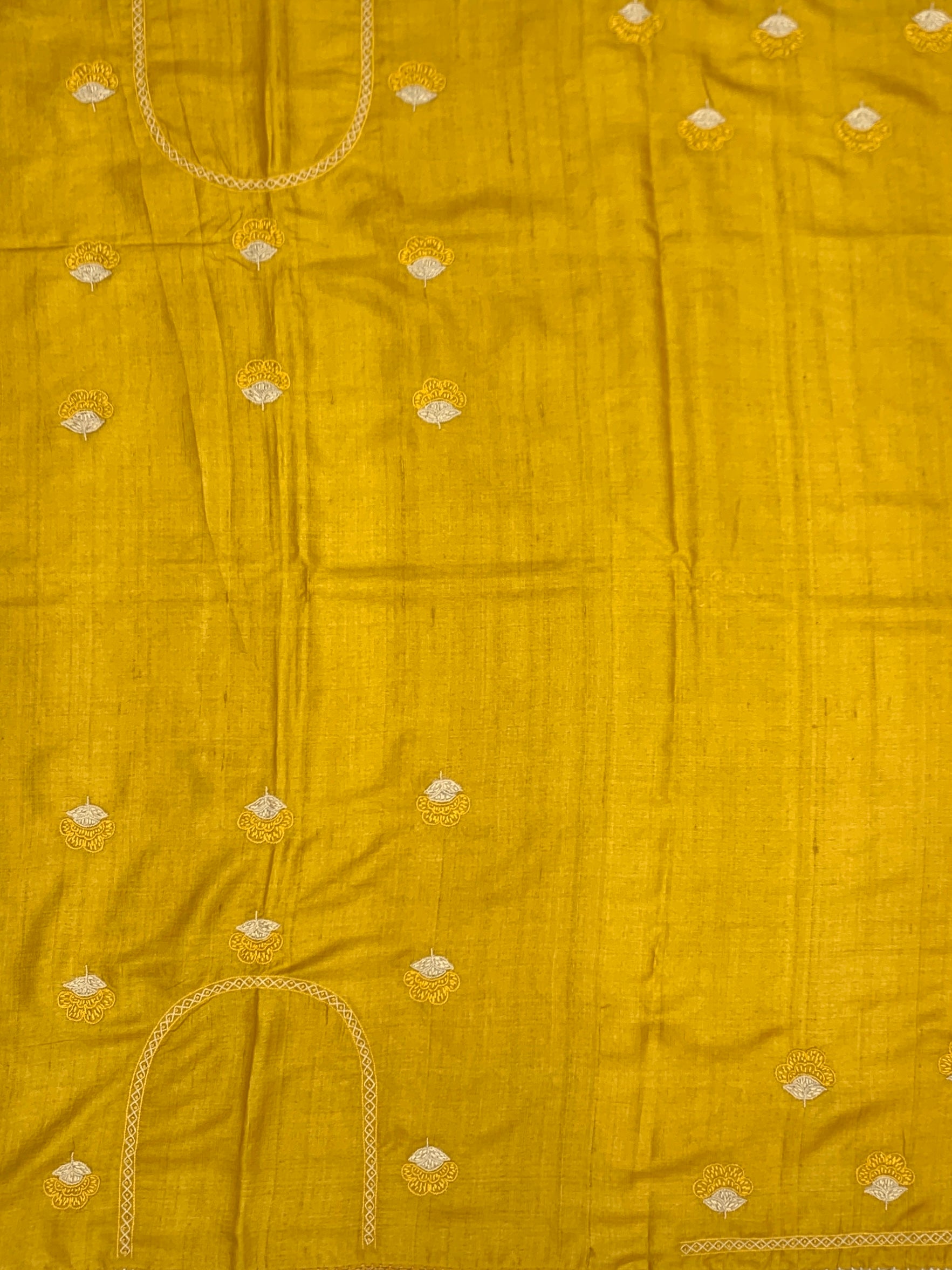 Radiant Sunburst: Shibori Medallion Hand-Embroidered Tussar Silk Saree