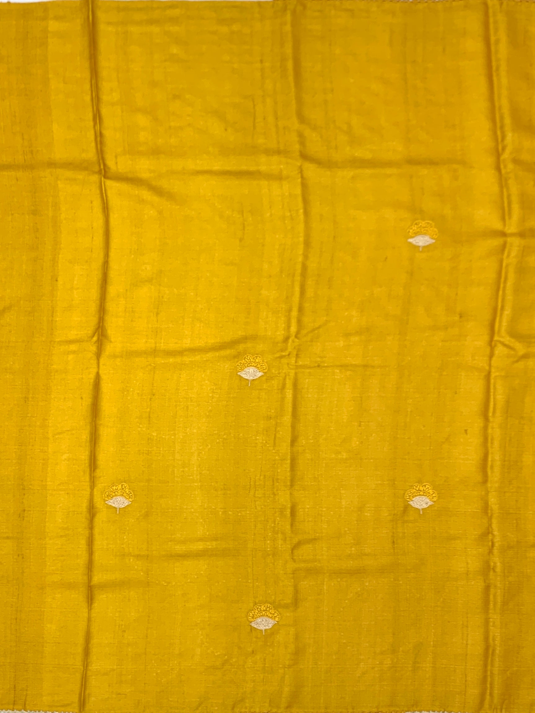 Radiant Sunburst: Shibori Medallion Hand-Embroidered Tussar Silk Saree