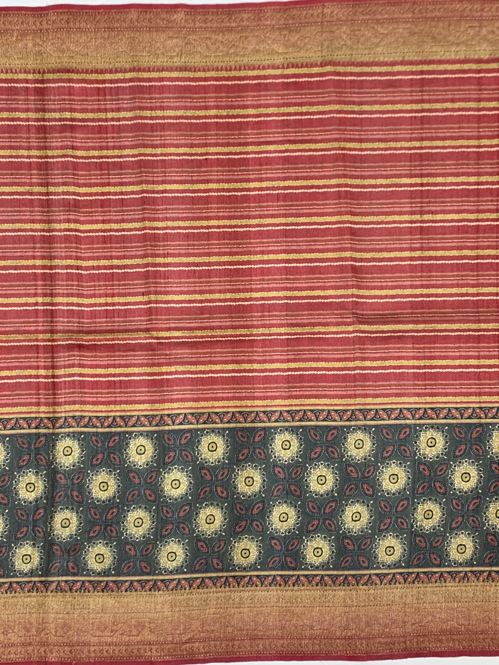 Earthy Elegance: Brick Red Textured Tussar Silk Saree