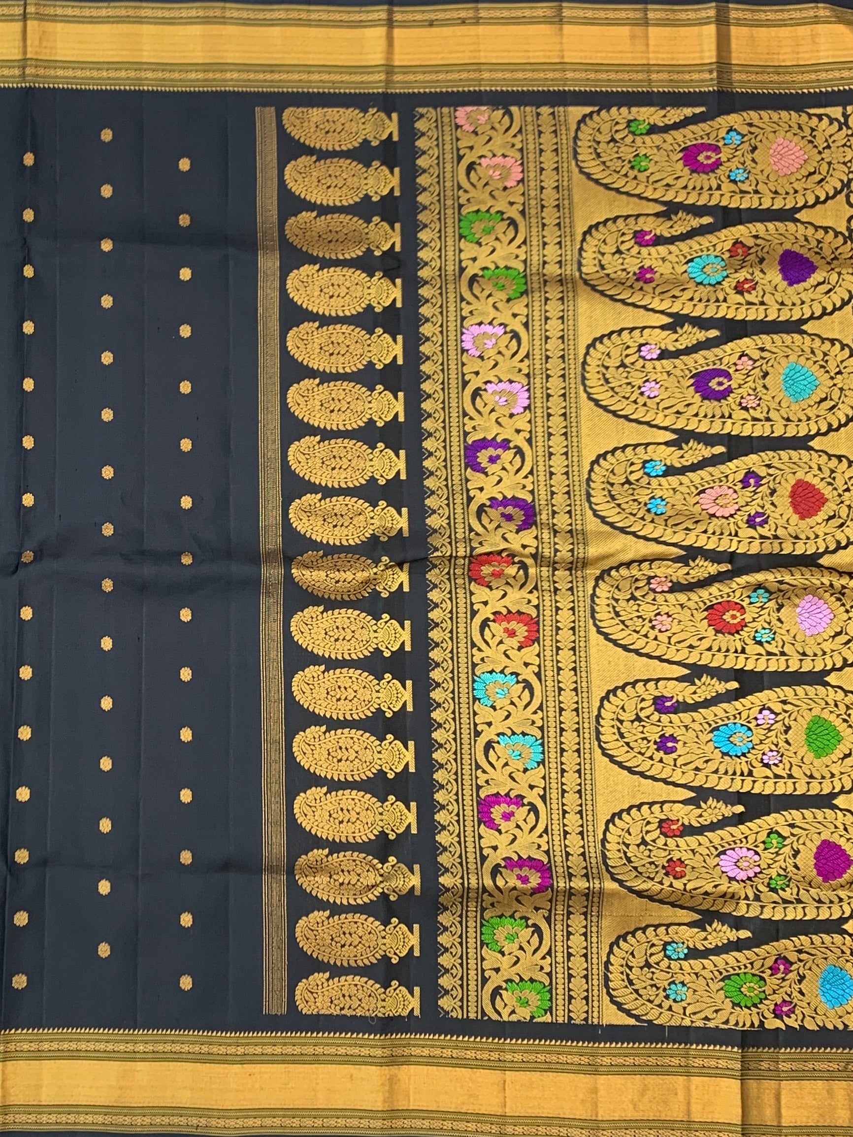 Pure Handloom Gadwal Pattu Saree Black In Colour