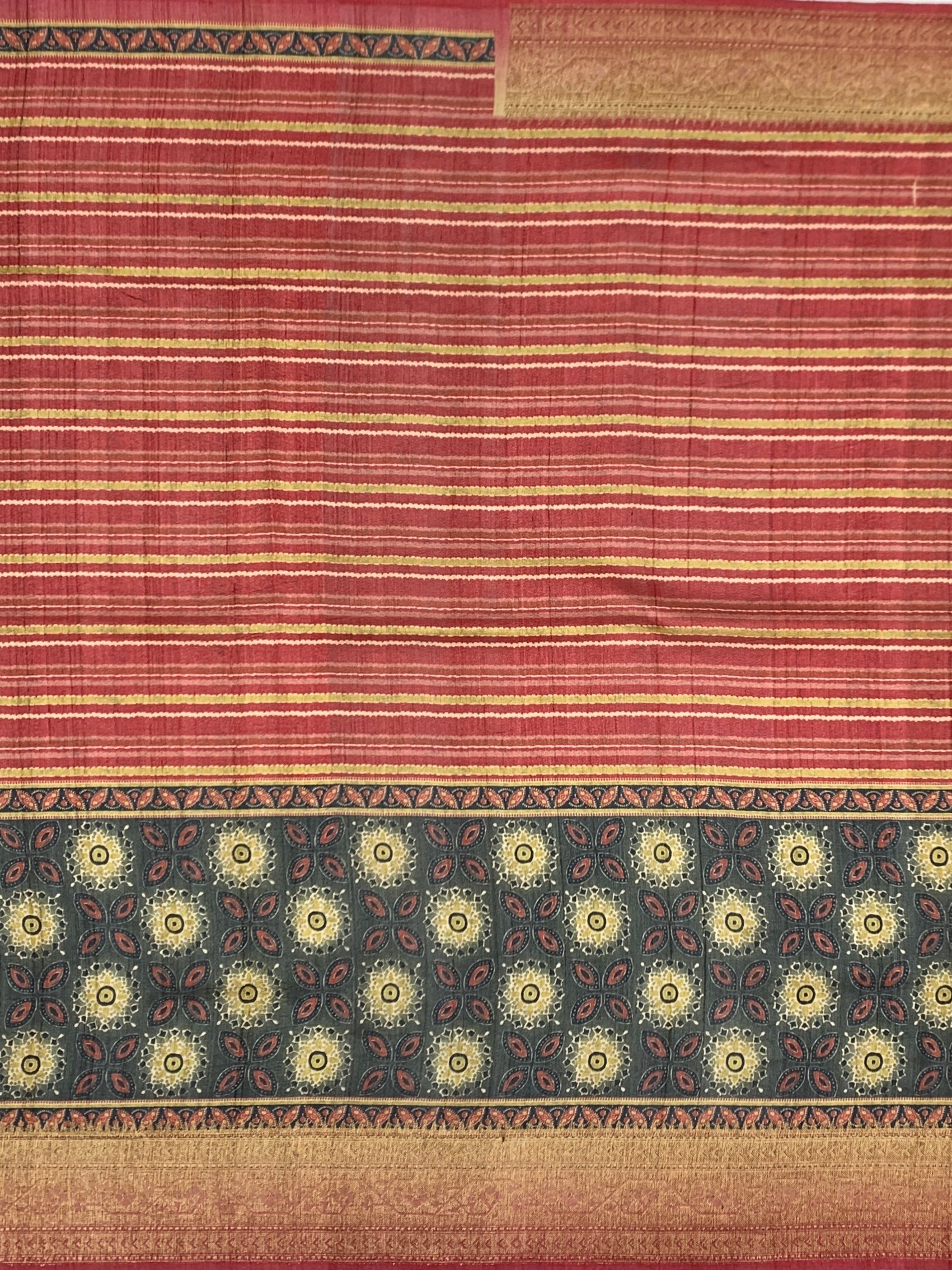 Earthy Elegance: Brick Red Textured Tussar Silk Saree